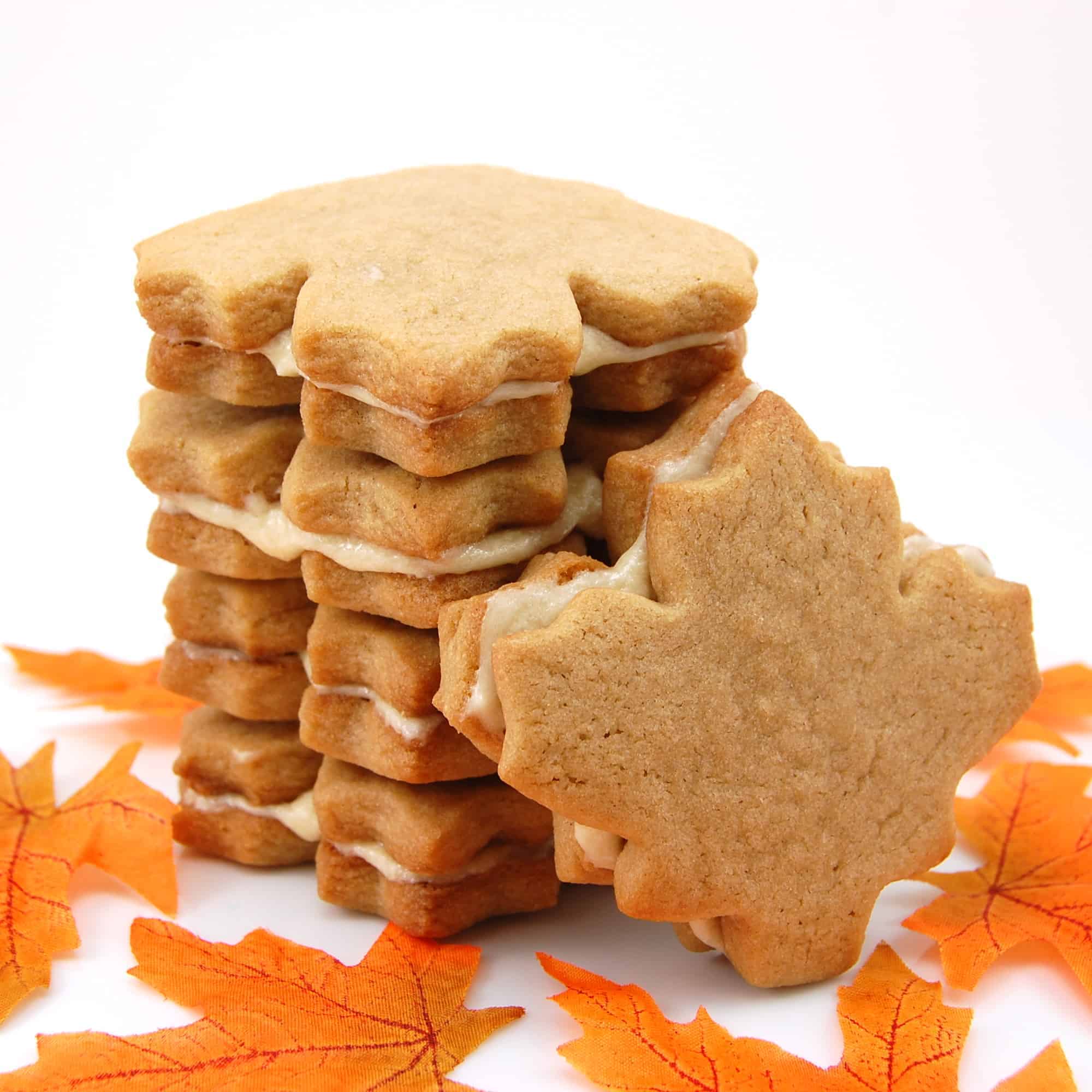 stack of maple cream cookies