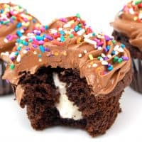 Dark Chocolate Cupcakes with Marshmallow Filling