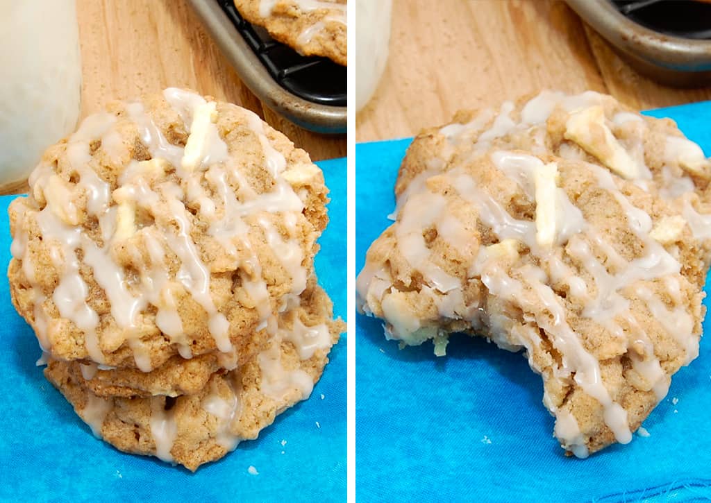 Apple Cinnamon Oatmeal Cookies with Apple Cider Glaze