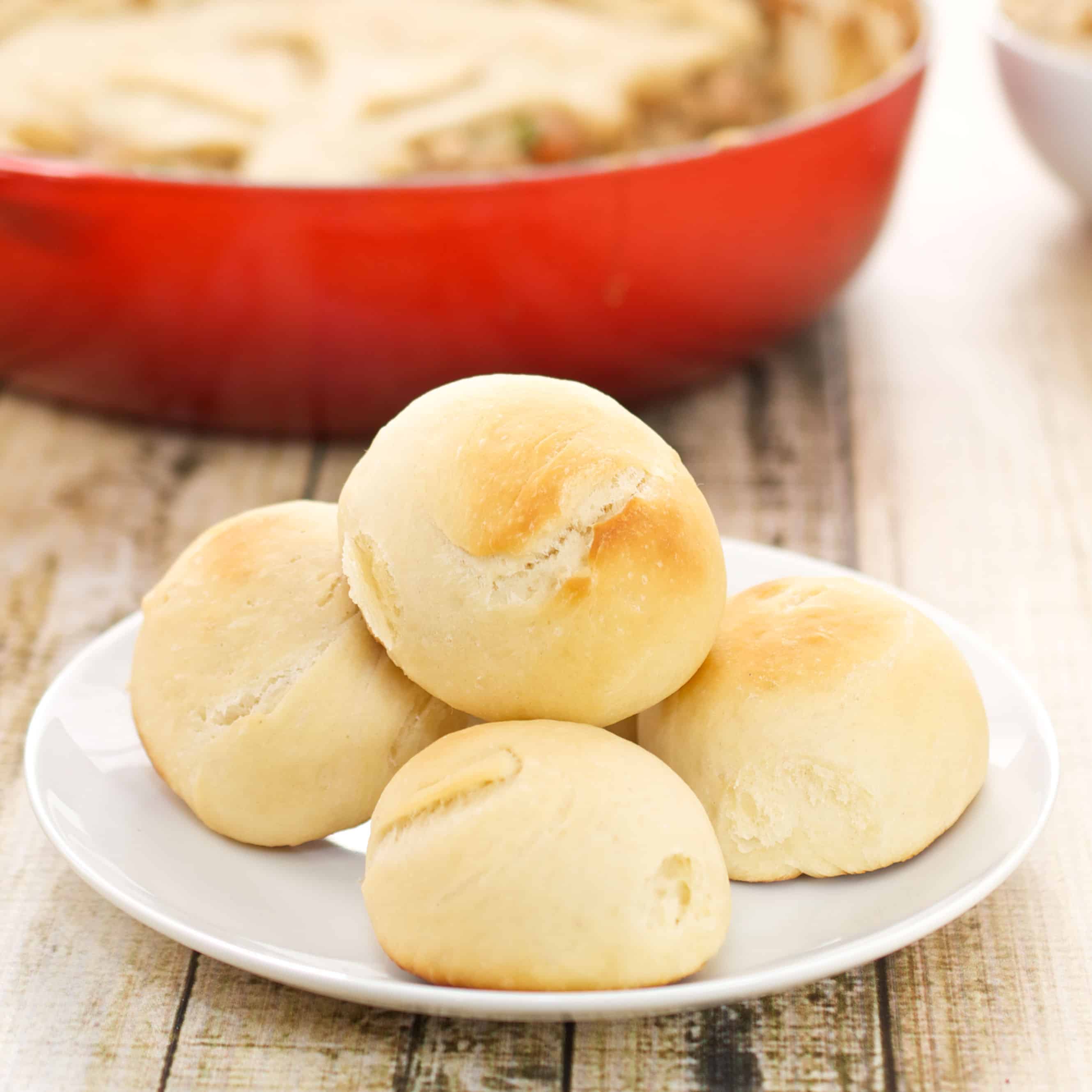 plate filled with easy dinner rolls