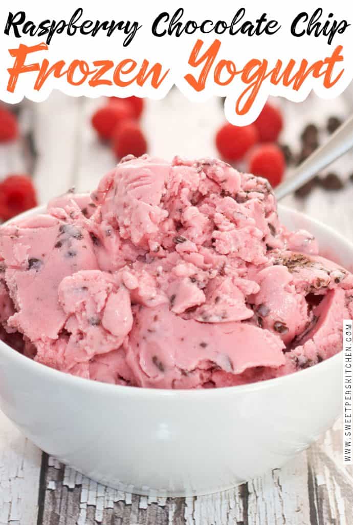 Raspberry Chocolate Chip Frozen Yogurt - Sweet Pea's Kitchen