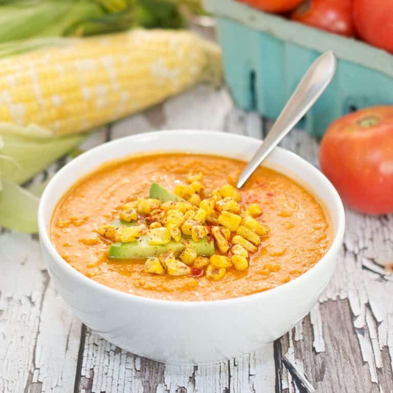 Roasted Corn and Tomato Soup - Sweet Pea's Kitchen