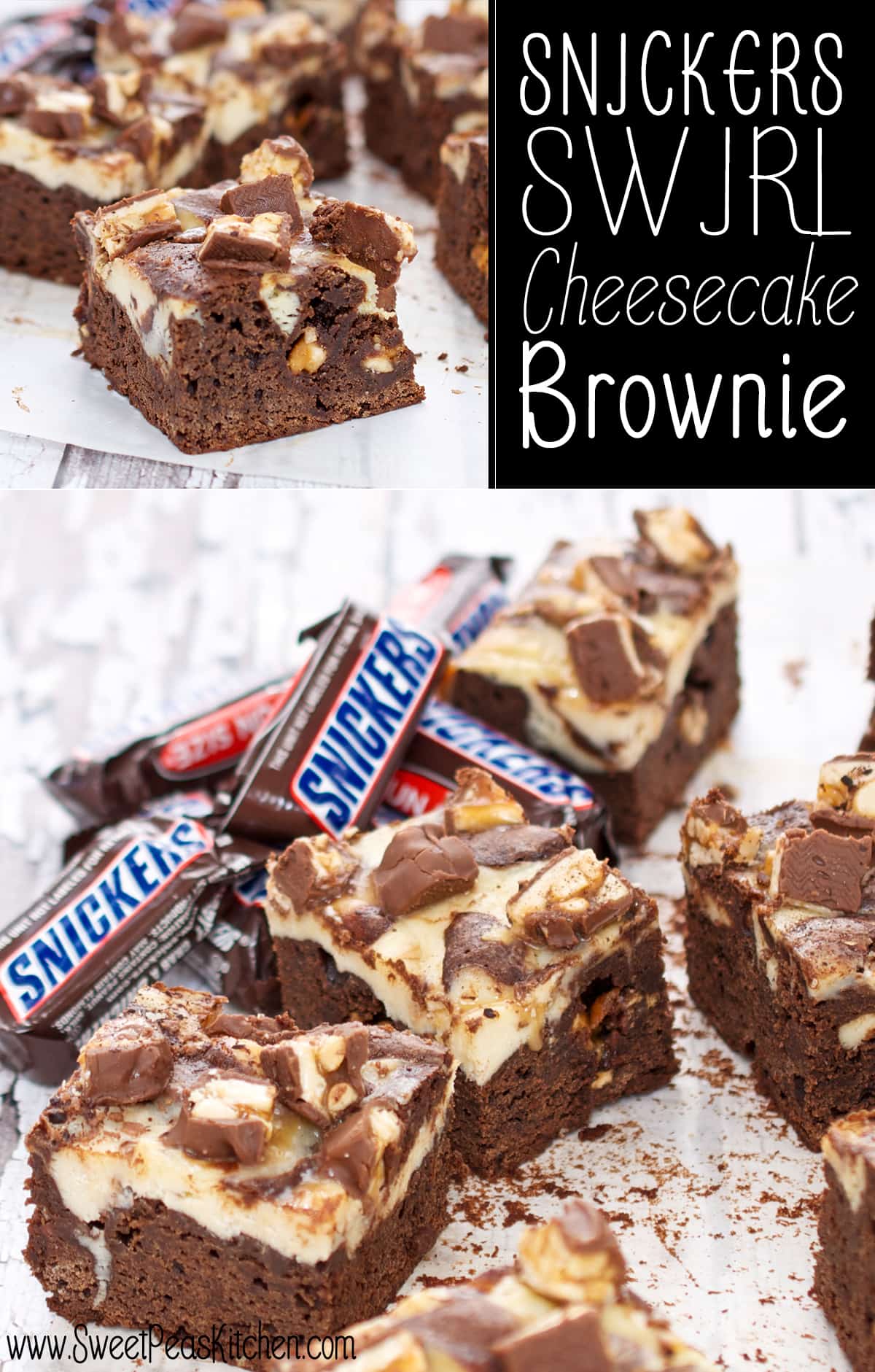 Snickers Swirl Cheesecake Brownie Recipe