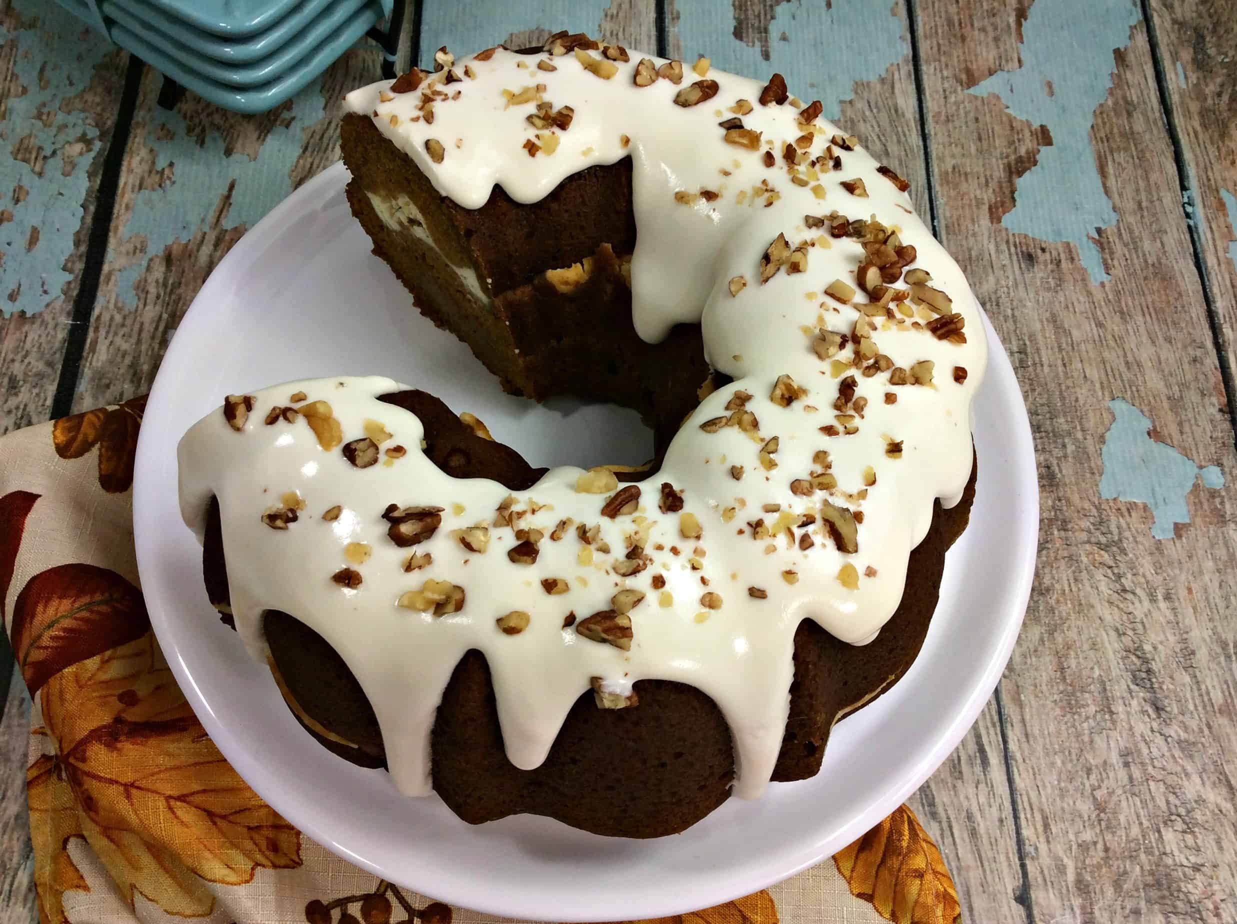 Pumpkin Cream Cheese Bundt Cake with glaze