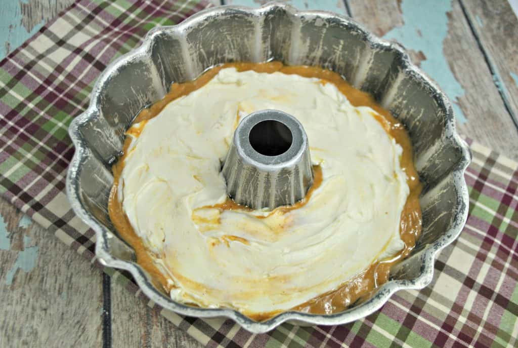 Pumpkin Cream Cheese Bundt Cake with cream cheese layer 
