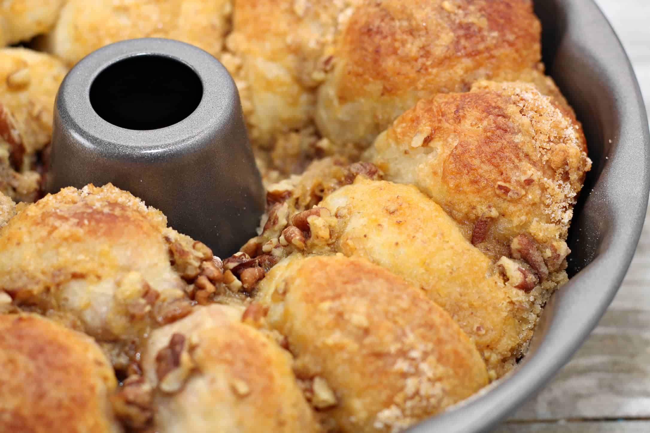 Brown Sugar Pecan Rolls Bread in a bundt cake pan