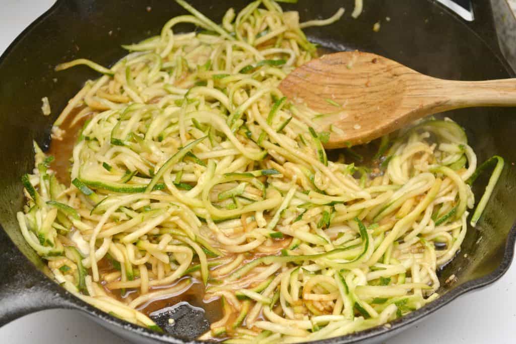 zoodles on stovetop