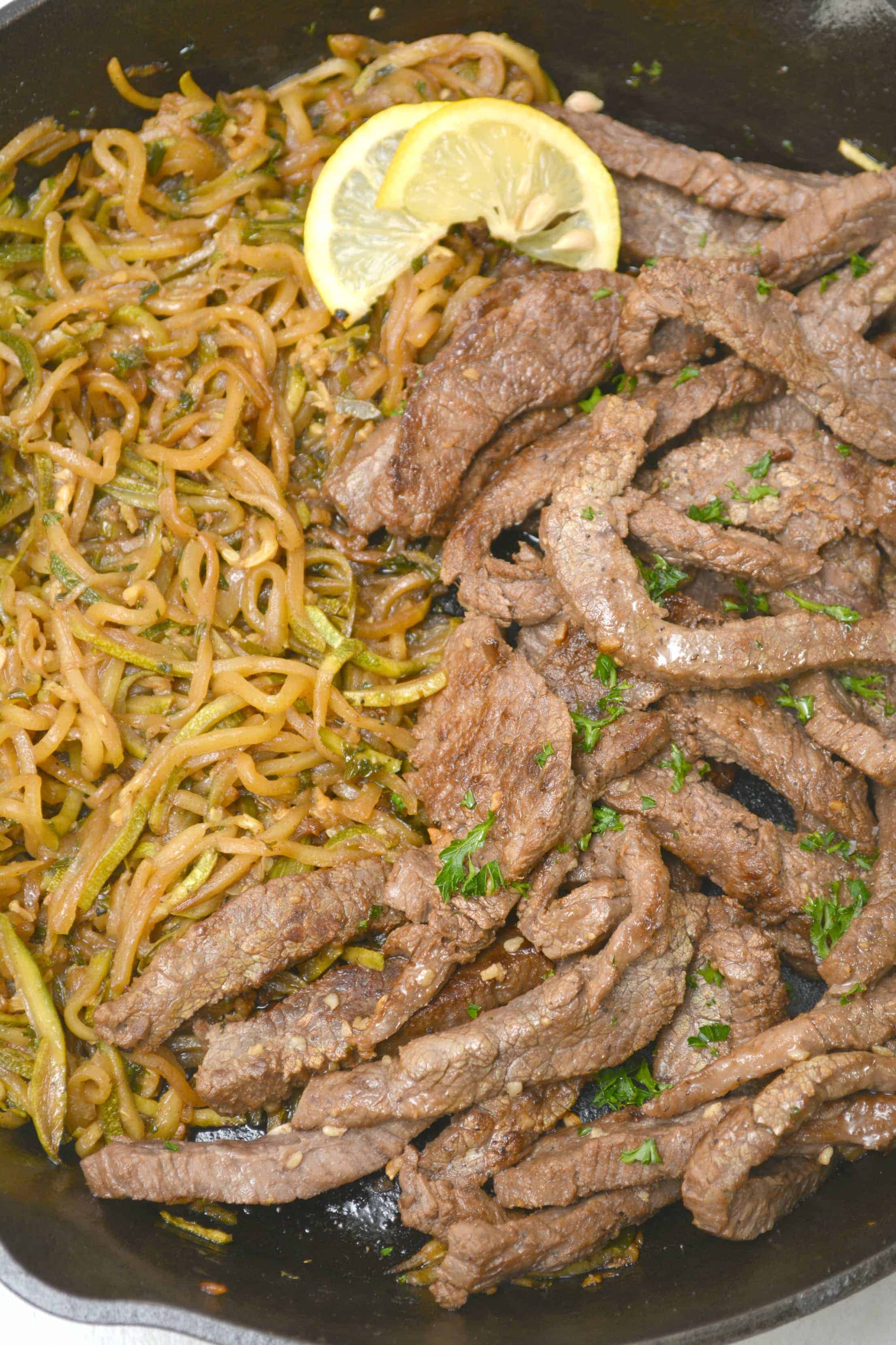 Garlic Butter Steak with Zucchini Noodles 