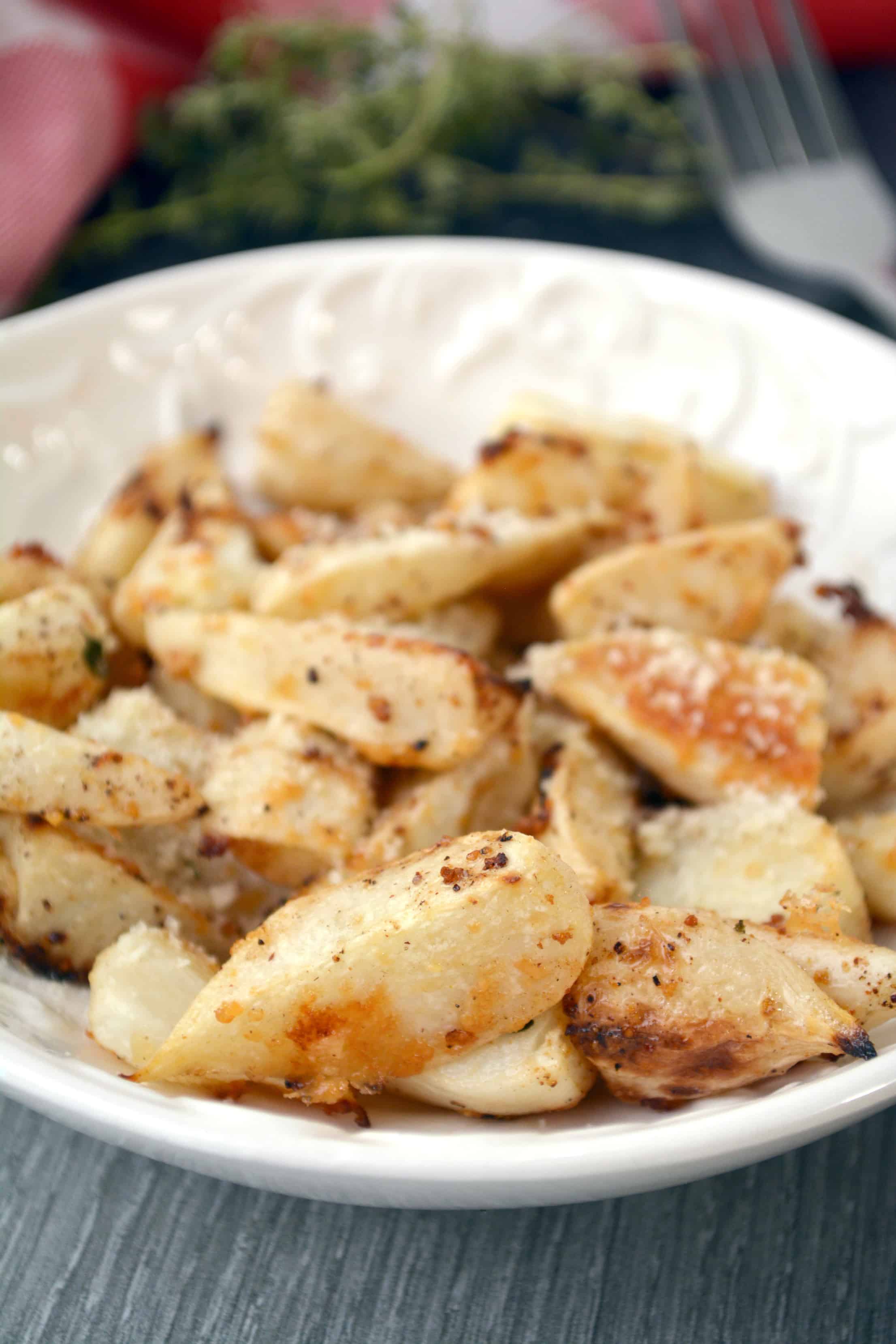 Oven Roasted Turnips with Thyme and Parmesan