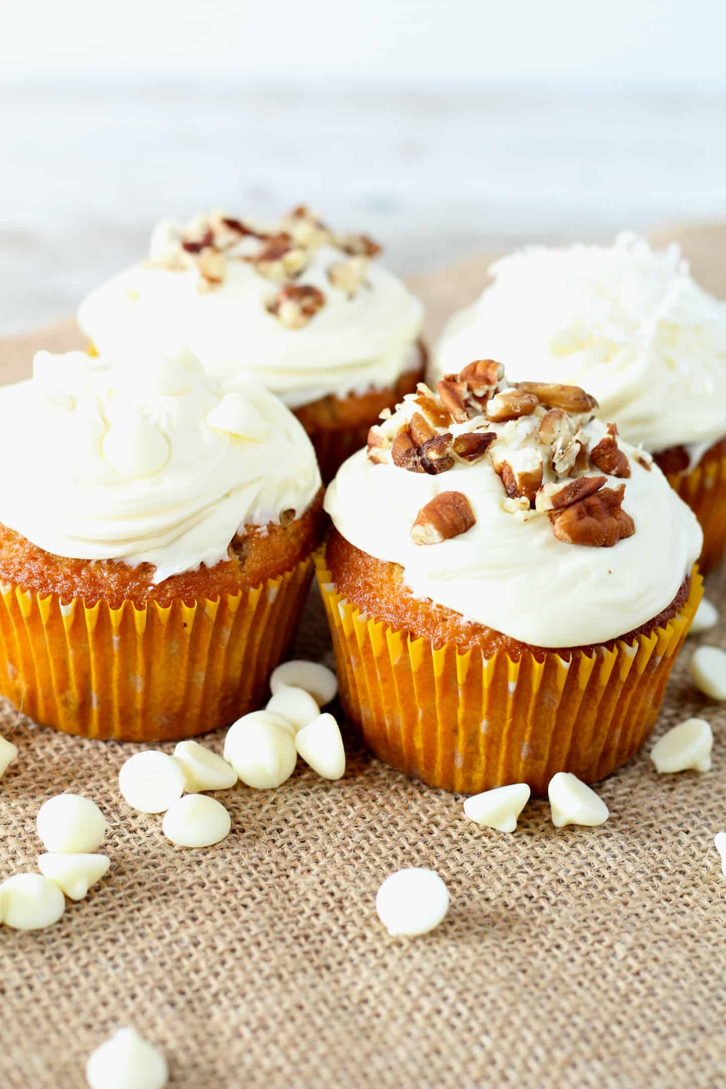 White Chocolate Coconut Pecan Cupcakes