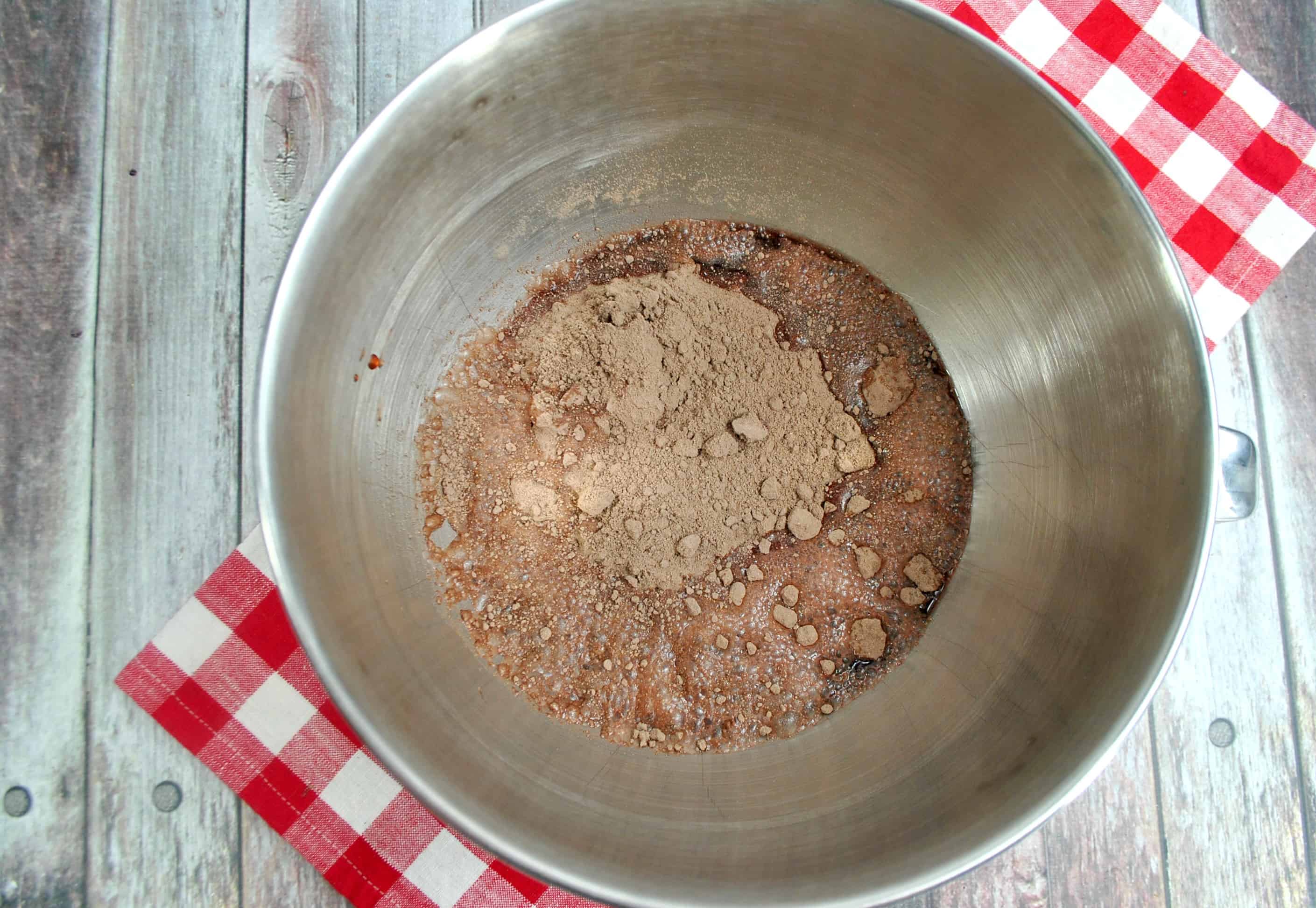 cake mix in a bowl on a table