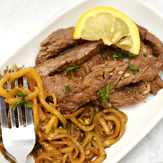 Garlic Butter Steak with Zucchini Noodles-image