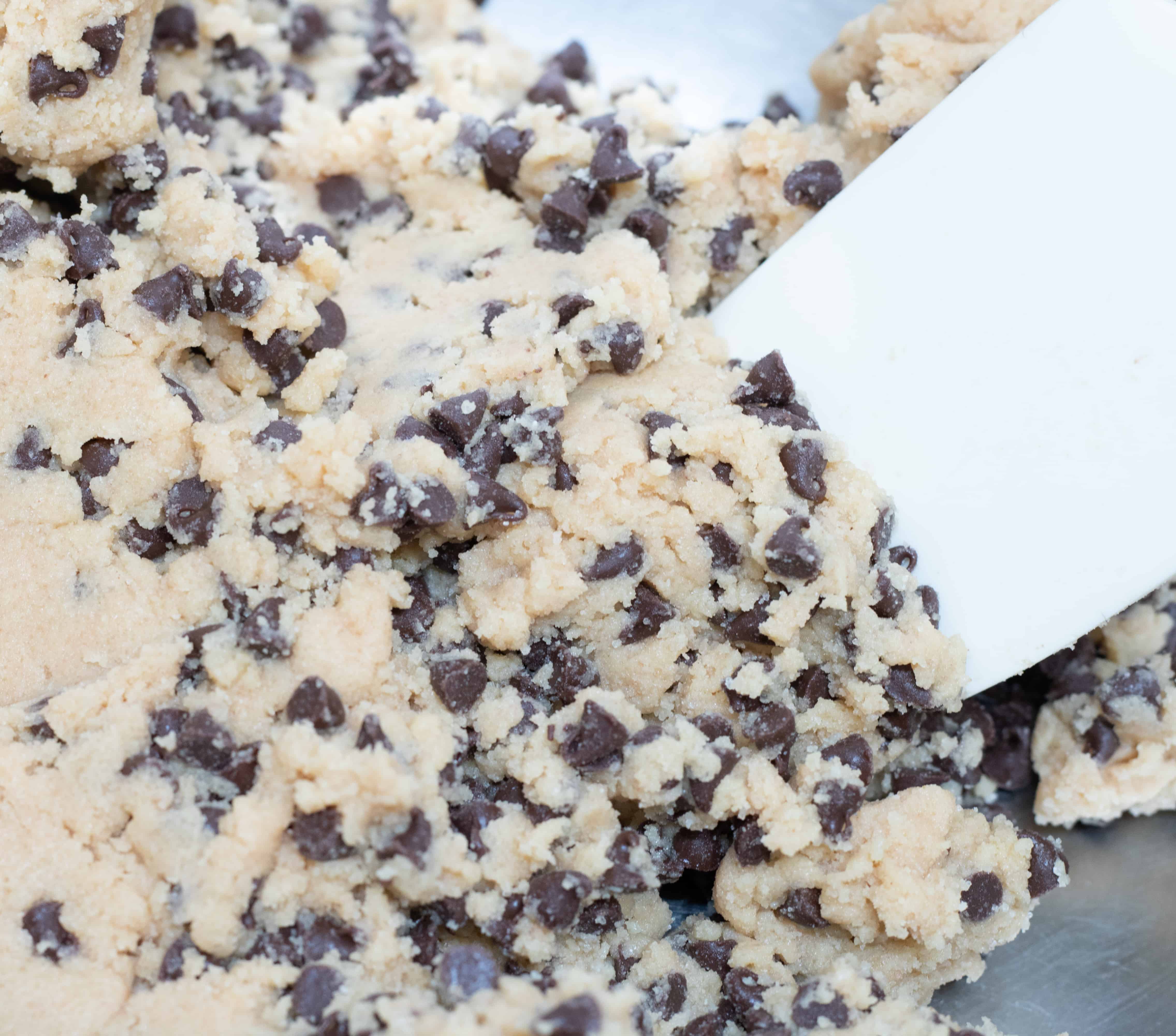 strawberry cookie dough with chocolate chips