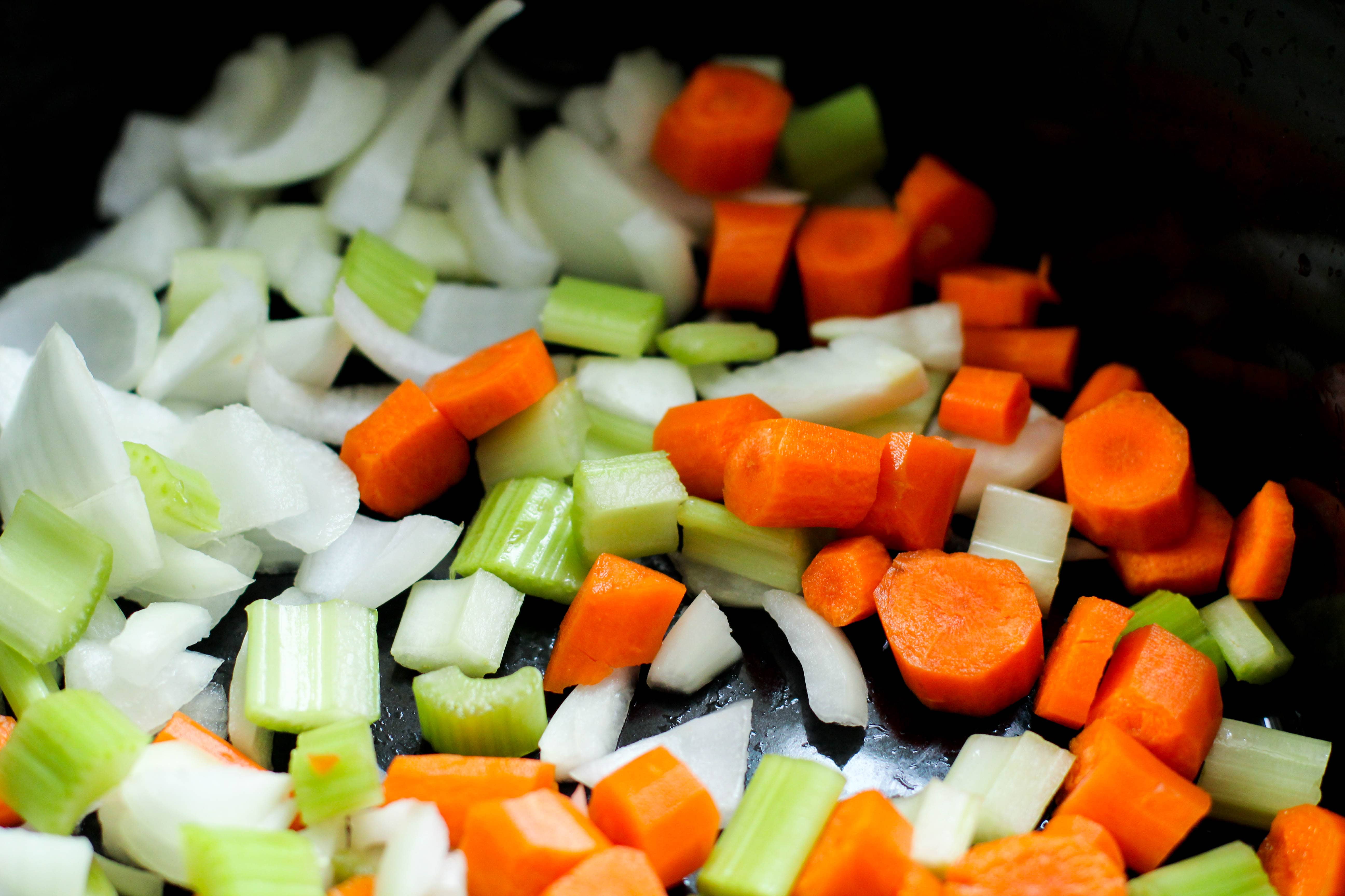 chopped veggies in a pan