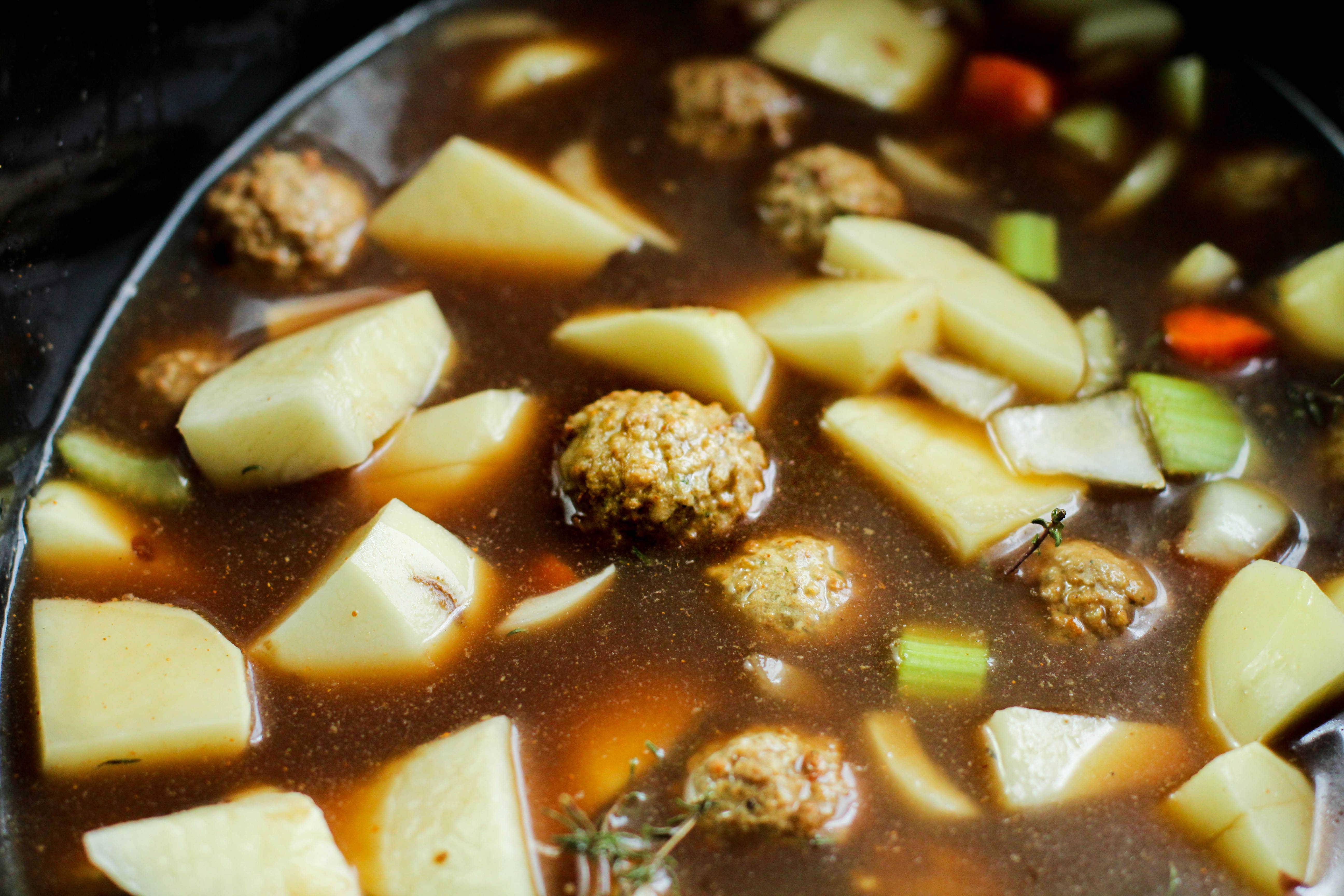 easy meatball soup in a pot