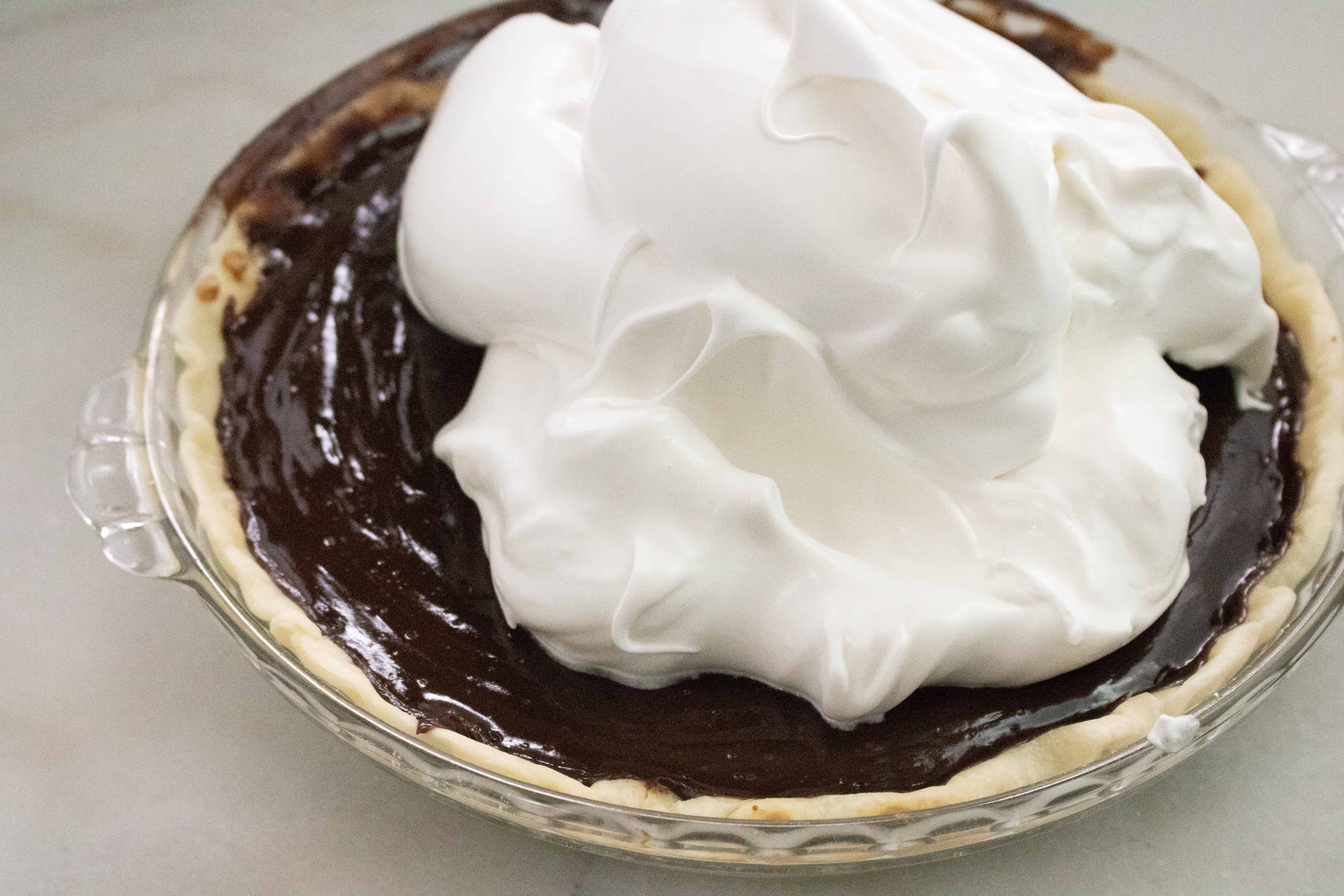put the meringue topping on the pie