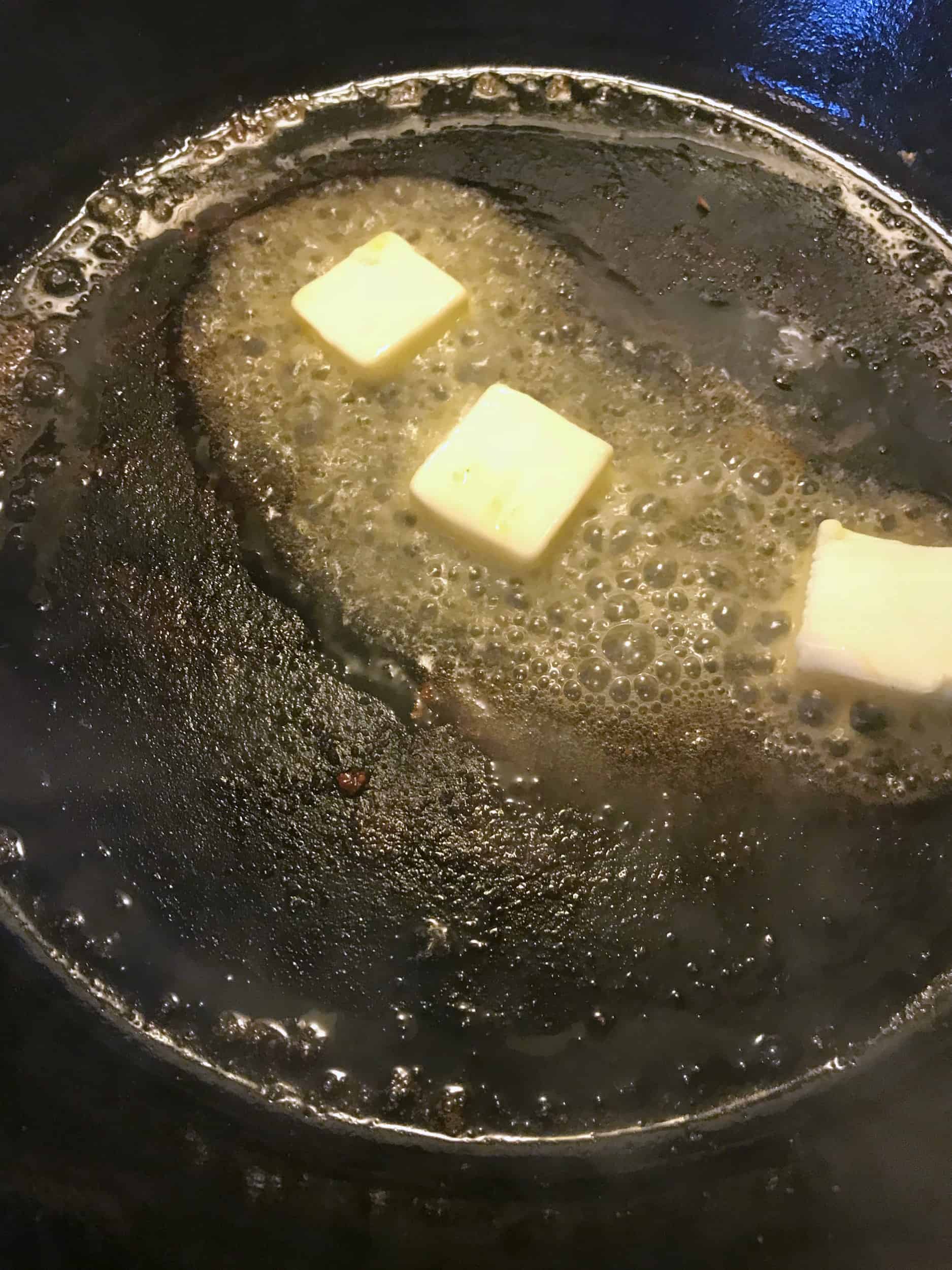 butter melting in a skillet