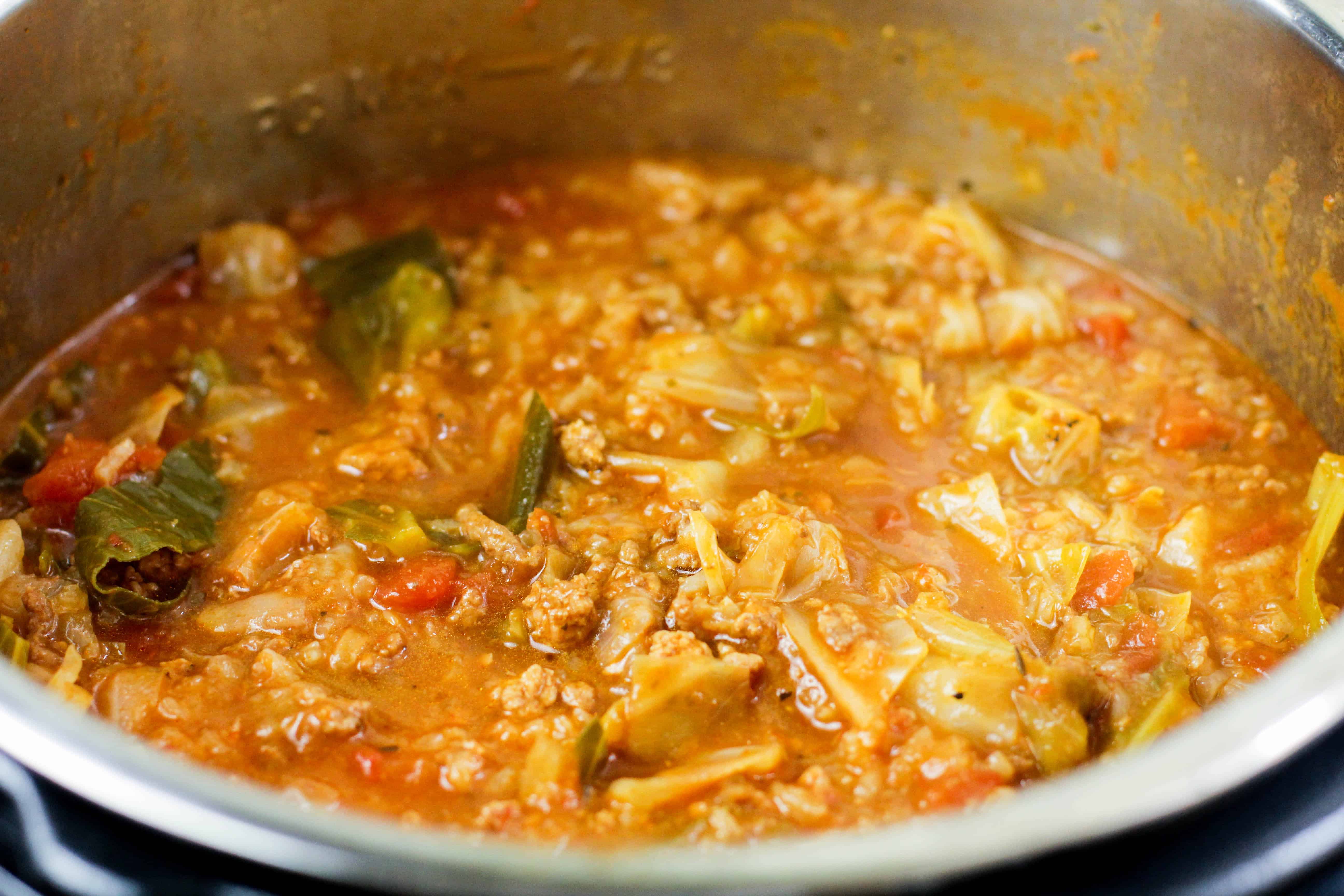 all ingredients stirred together in the Instant Pot 