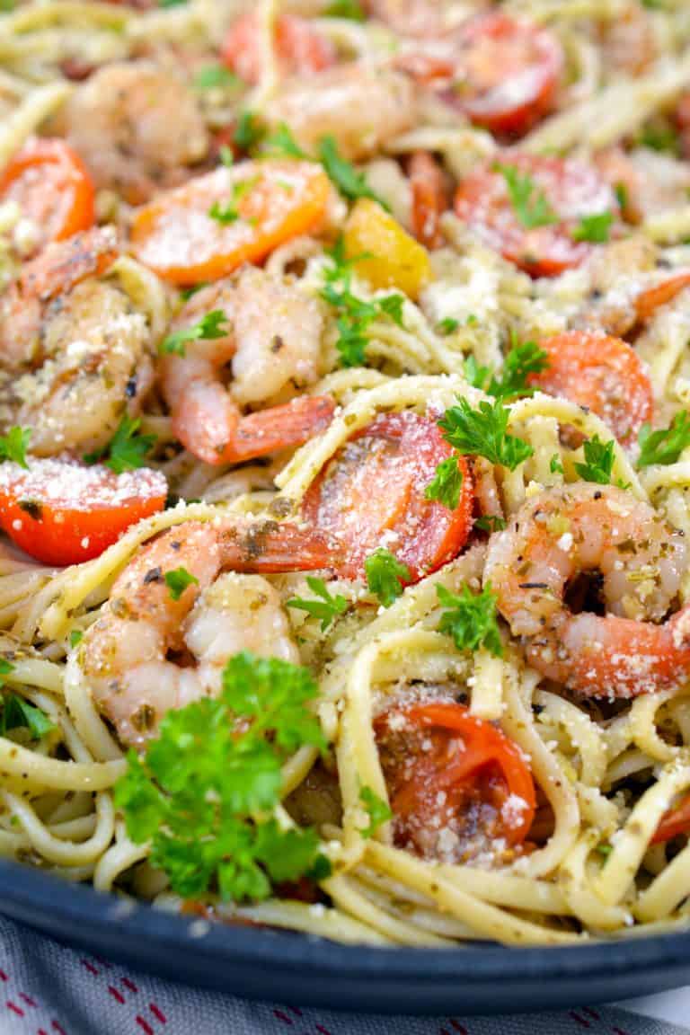 Shrimp Pesto Pasta - Sweet Pea's Kitchen