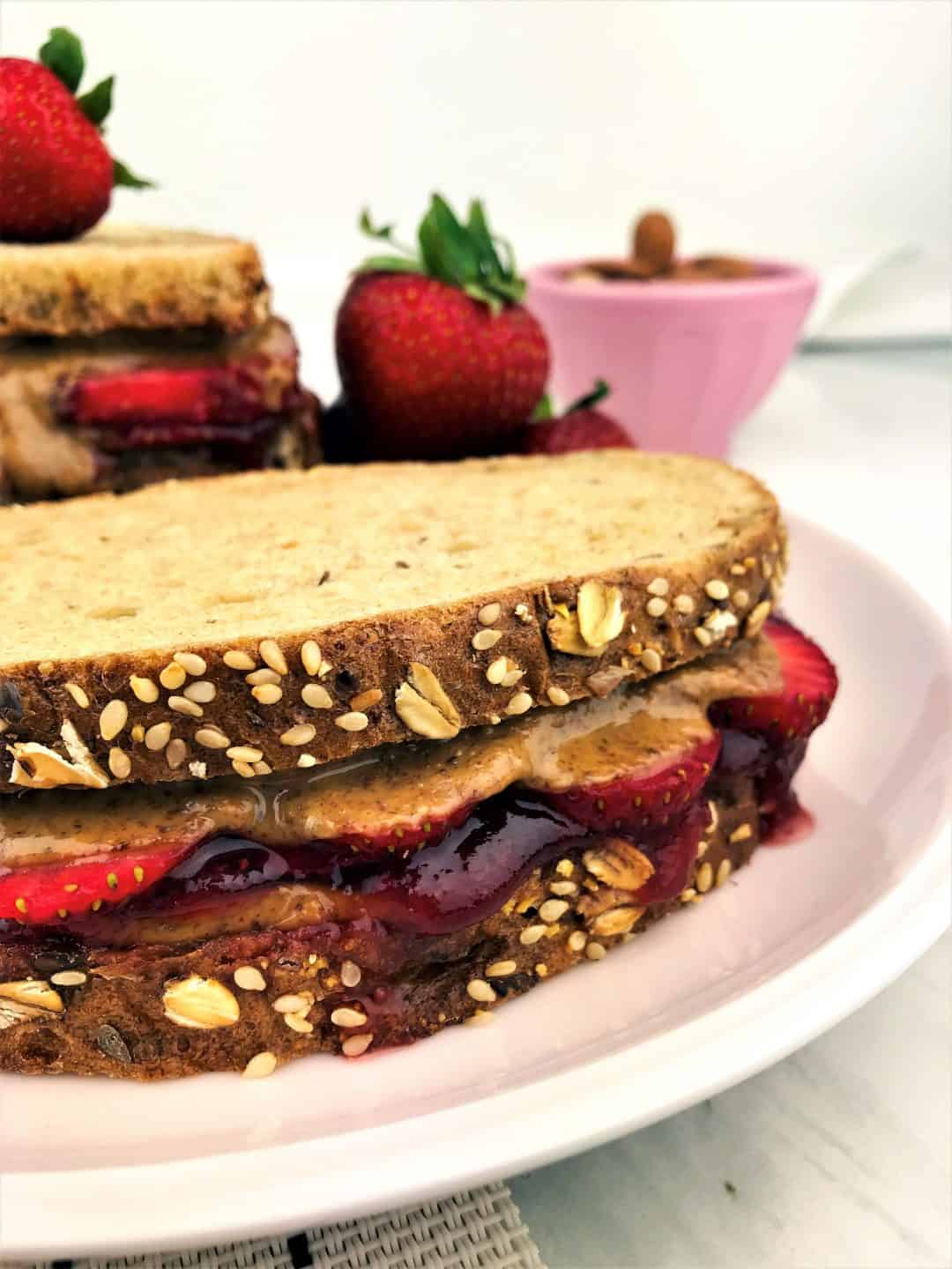Copycat Starbucks PB&J Sandwich Almond Butter, Strawberries and Jam
