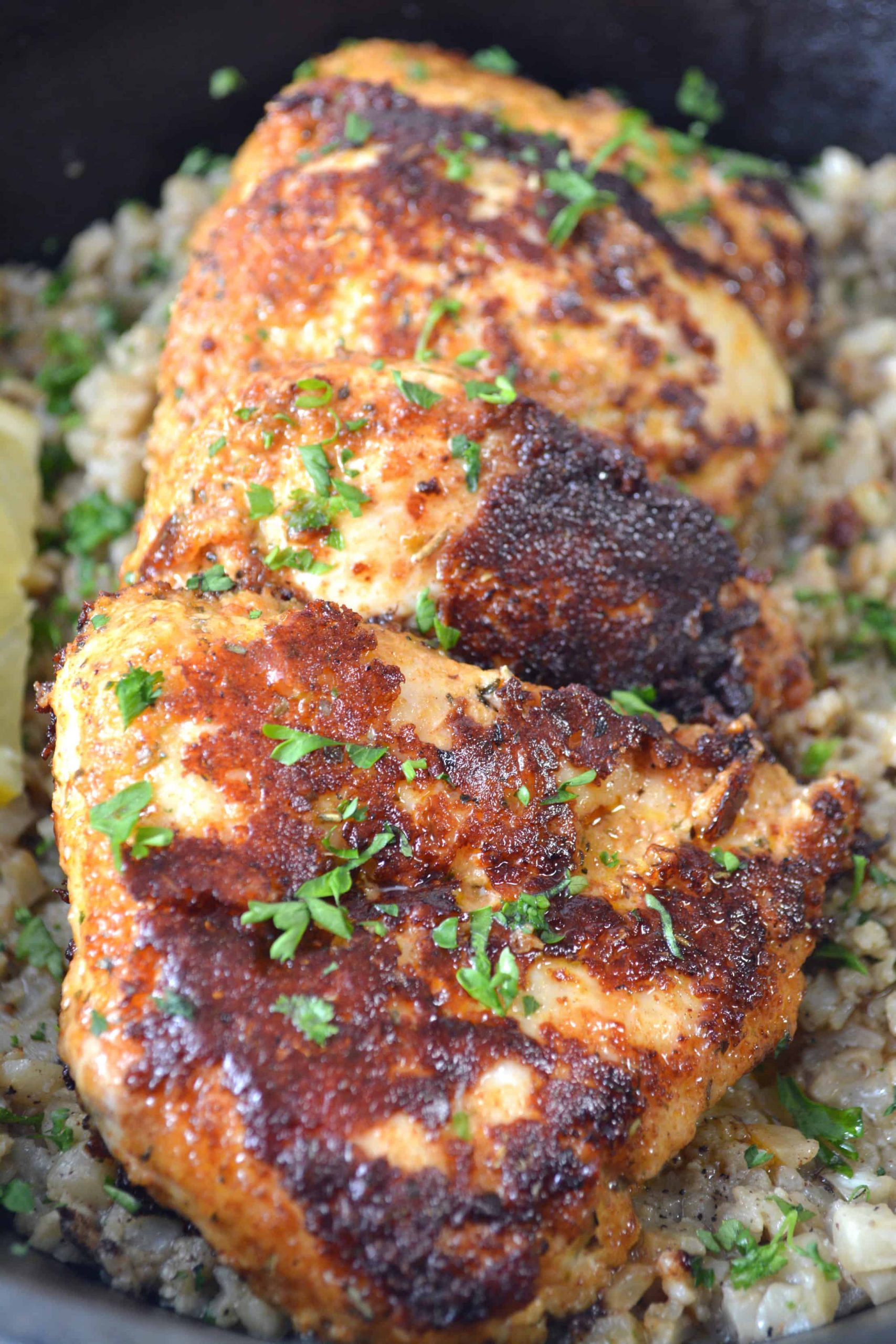 Garlic Butter Chicken with Parmesan Cauliflower Rice