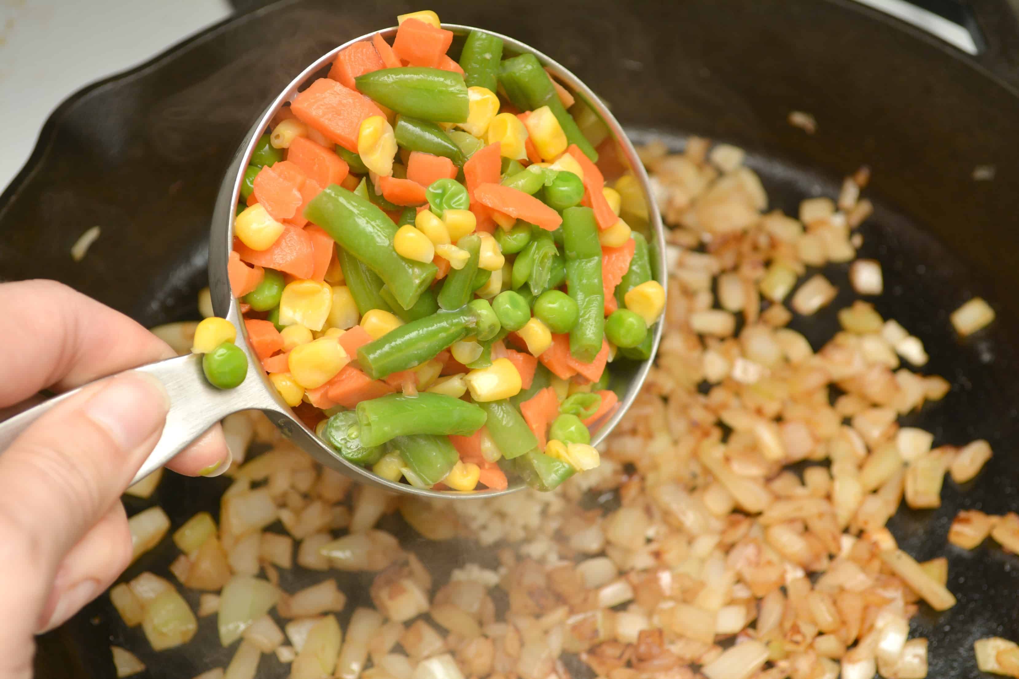 spoonful of mixed vegetables