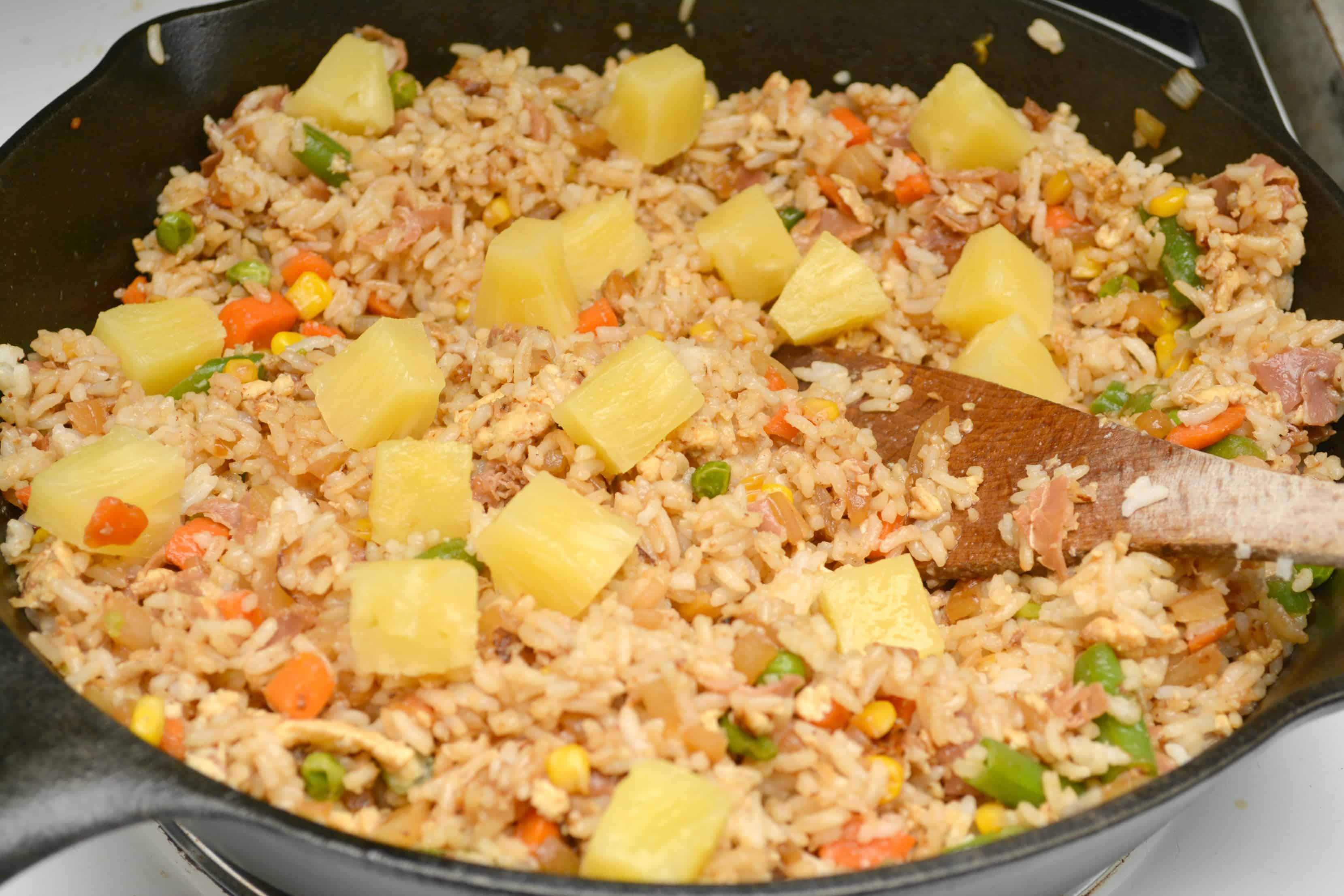 pineapple on top of fried rice