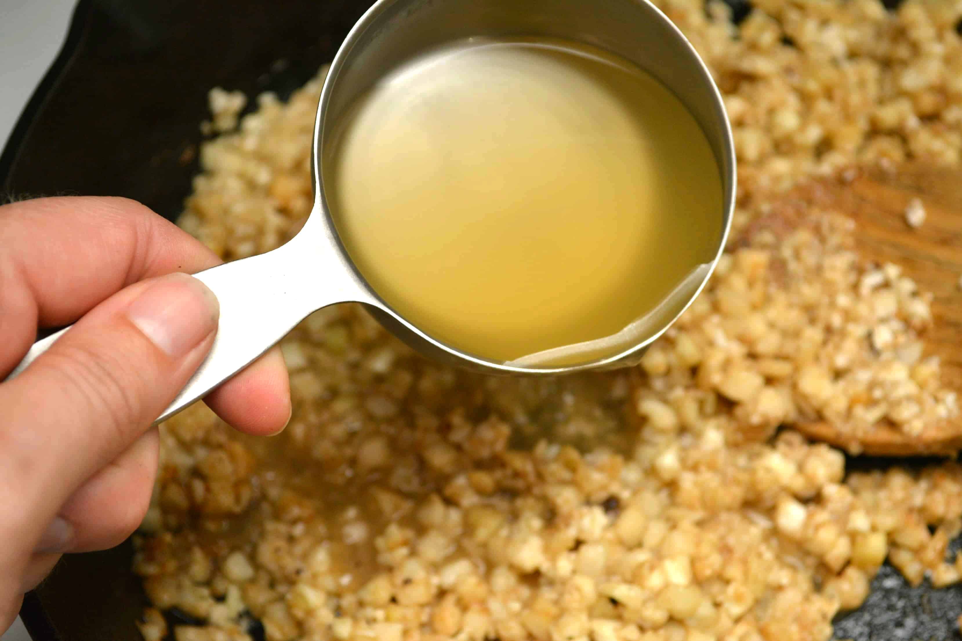 pouring broth