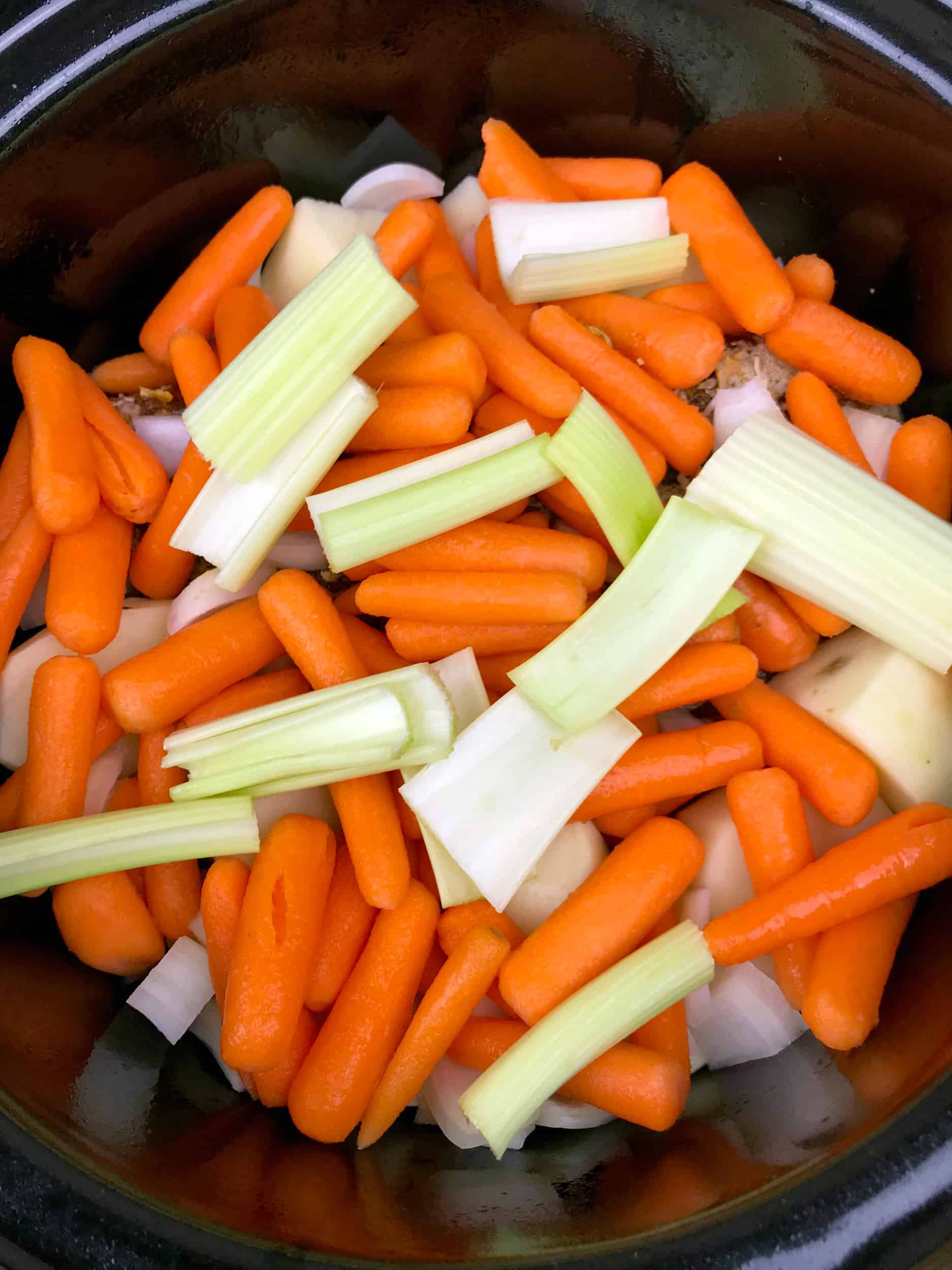 fresh vegetables in slow cooker