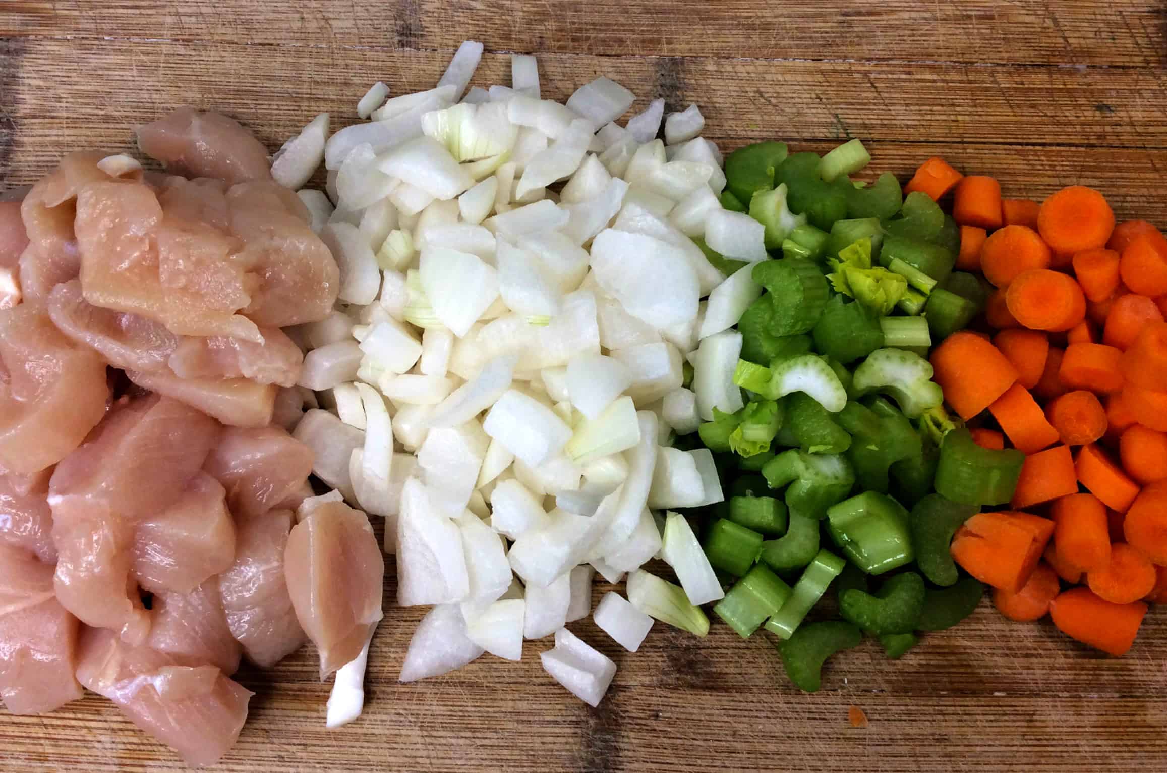 diced ingredients for soup