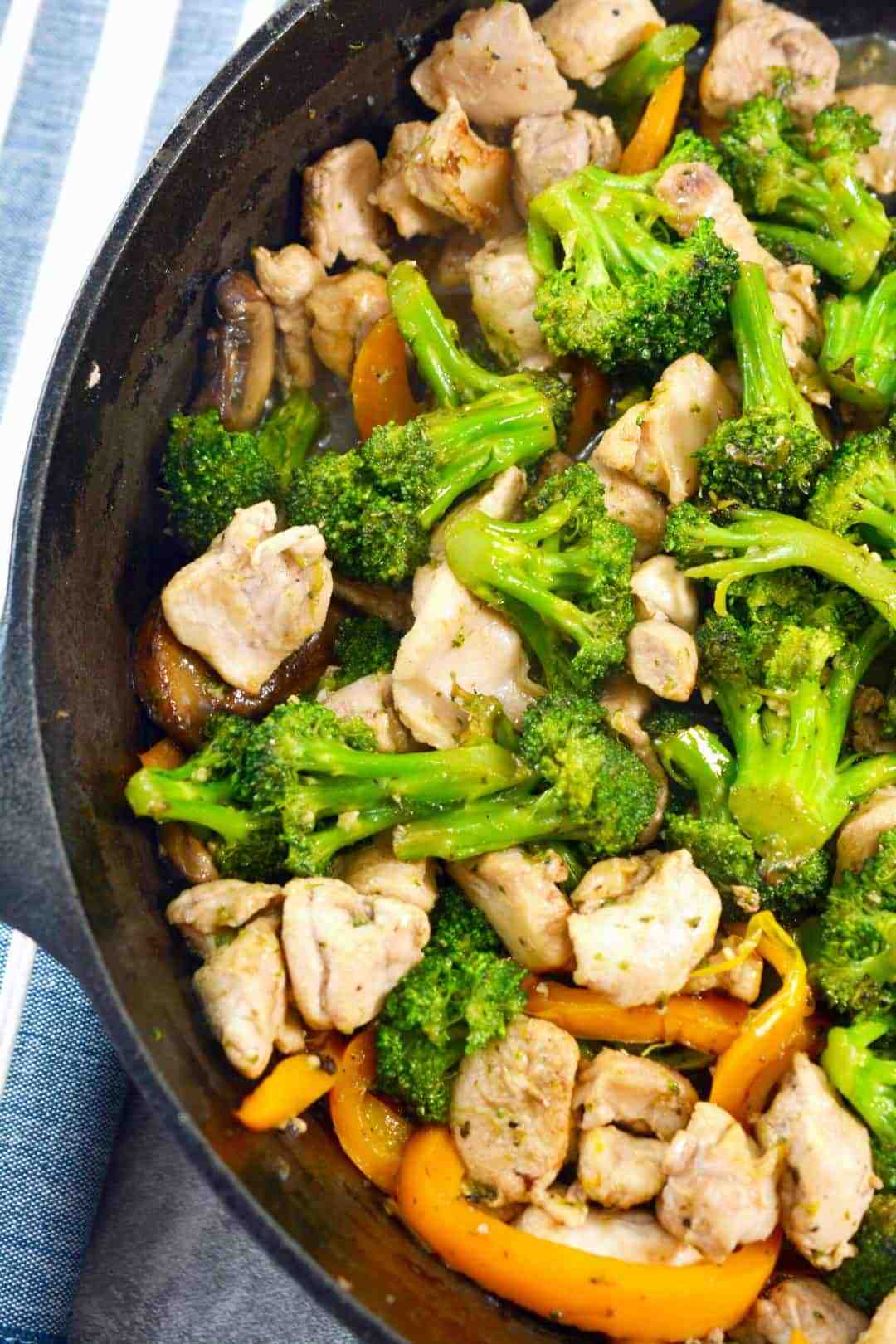 pan with chicken broccoli stir fry