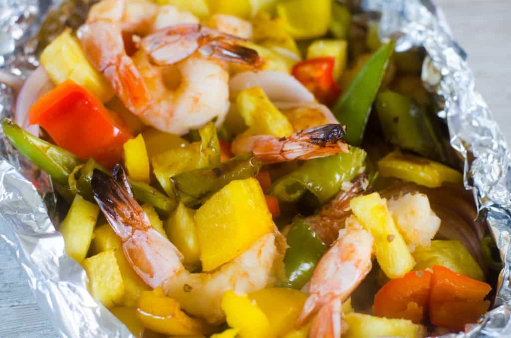 Hawaiian Shrimp Foil Packets - Shrimp Foil Packets