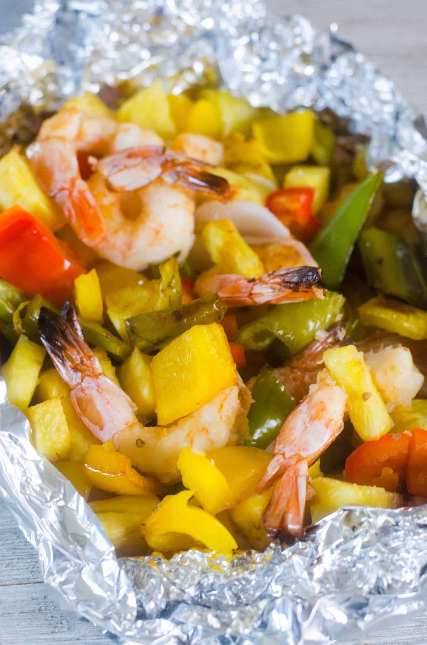 Hawaiian Shrimp Foil Packets