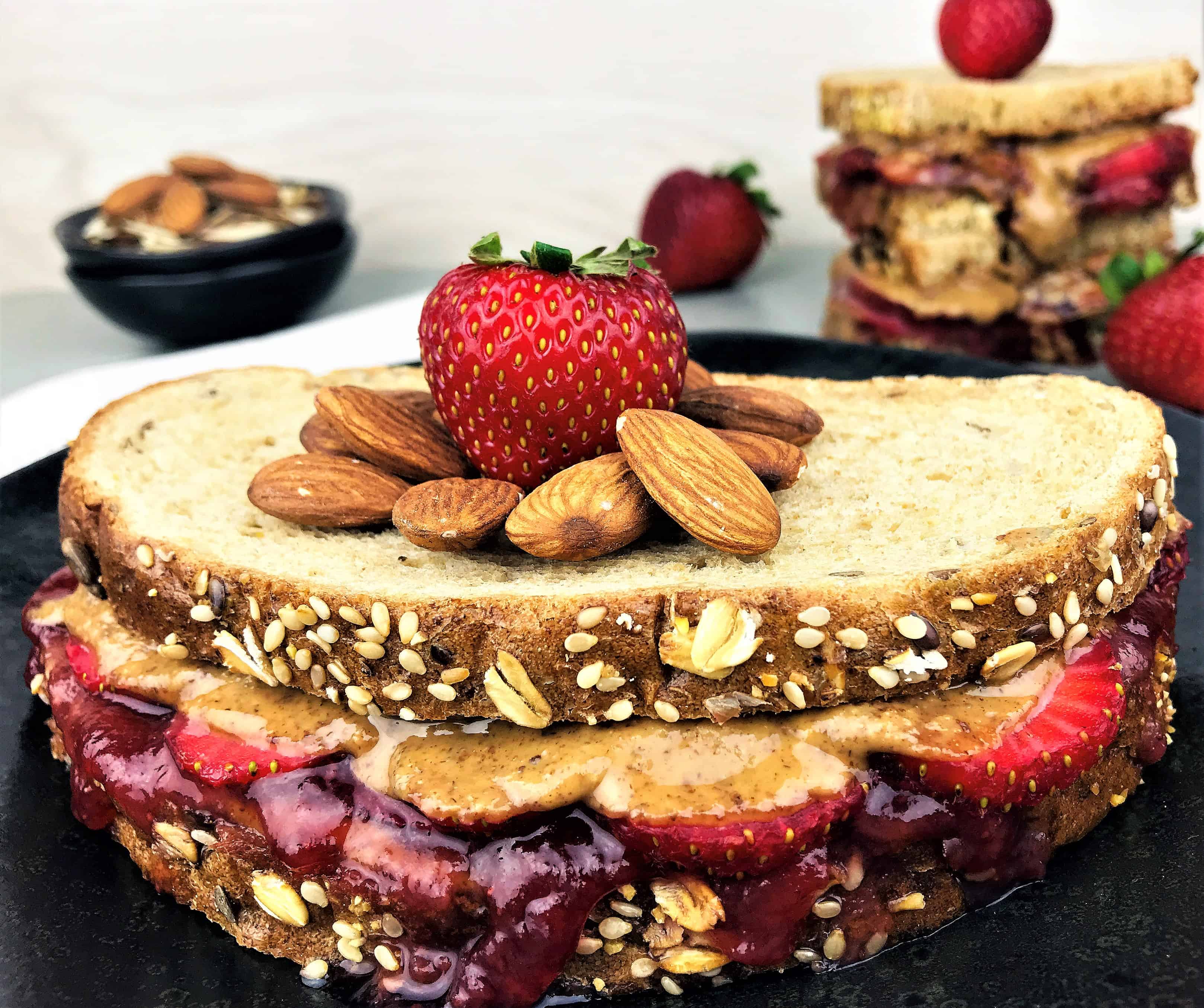 Copycat Starbucks PB&J Sandwich - Almond Butter, Strawberries and Jam