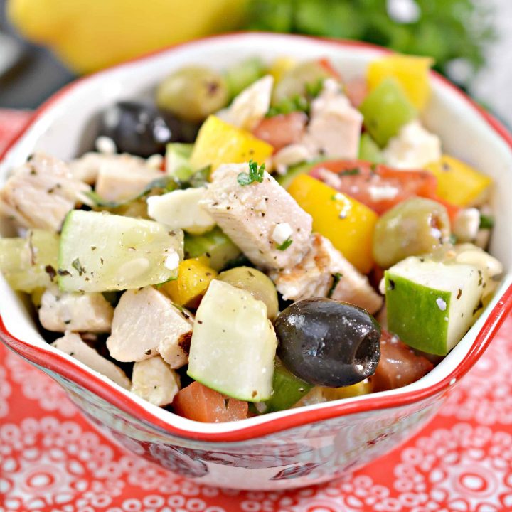 Chopped Greek Salad Recipe with Grilled Chicken