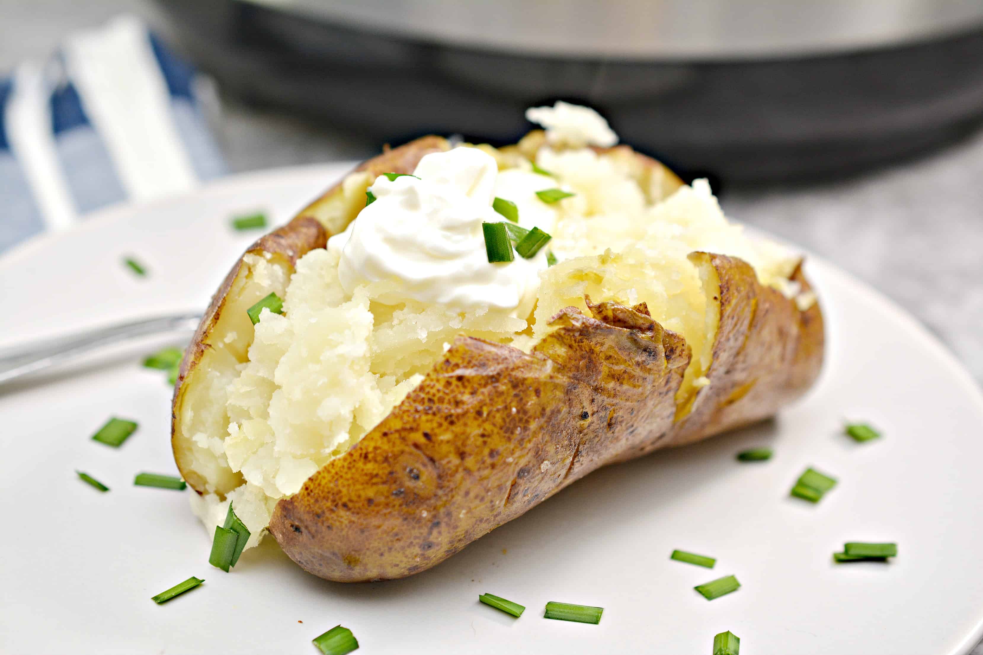 freshly cooked instant pot baked potato