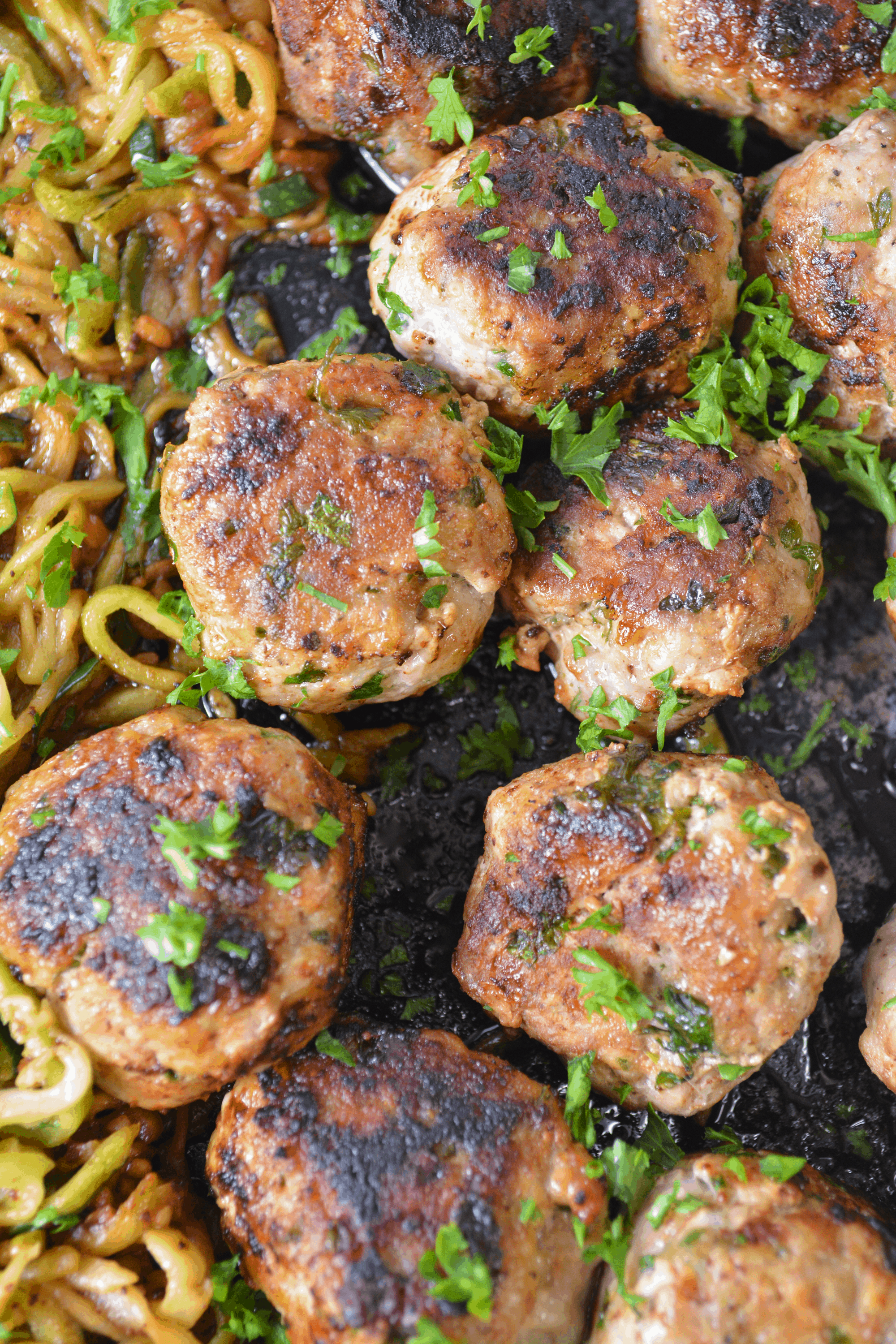 Garlic Butter Meatballs with Lemon Zucchini Noodles Recipe - Sweet Pea ...