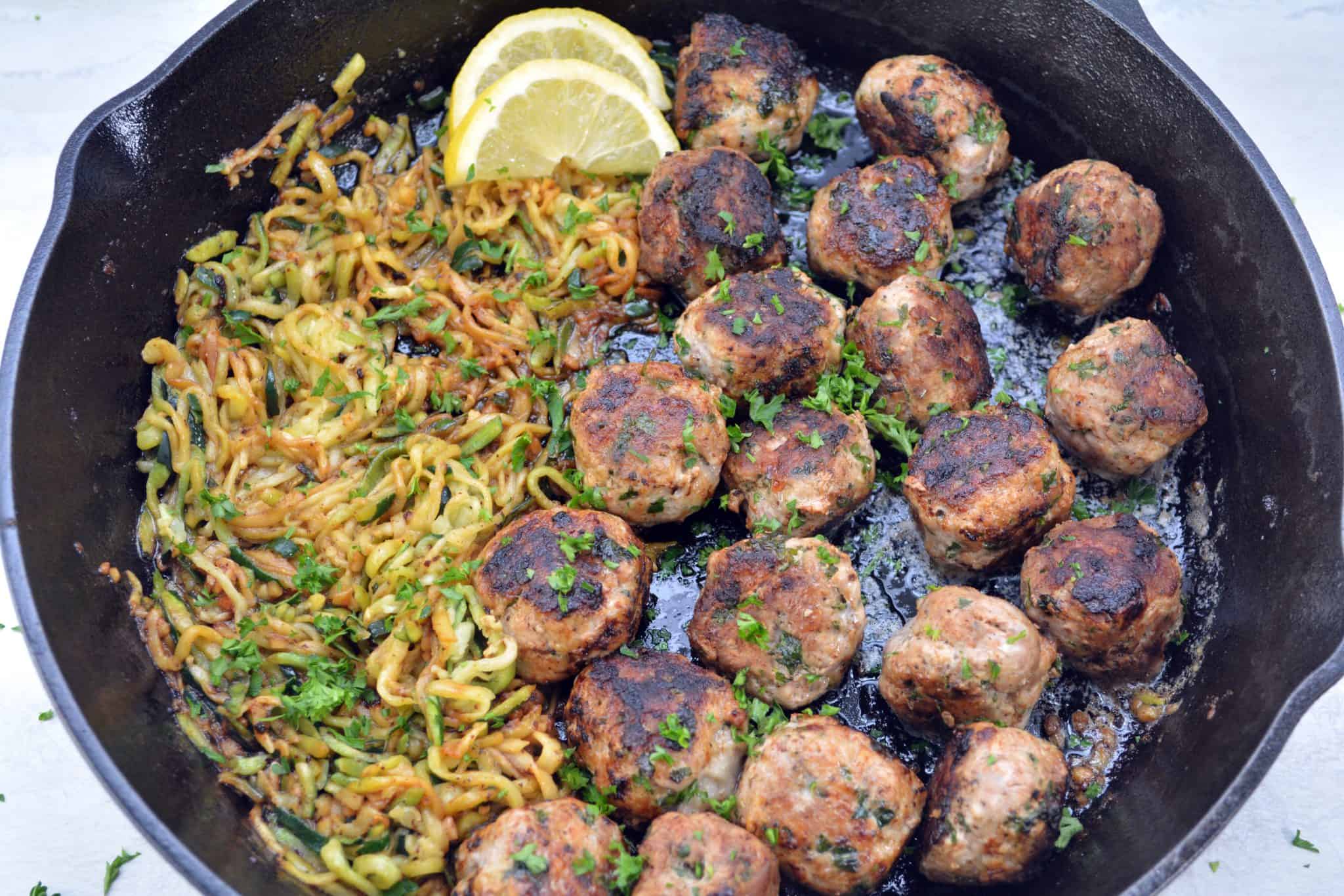 Garlic Butter Meatballs with Lemon Zucchini Noodles Recipe Sweet Pea
