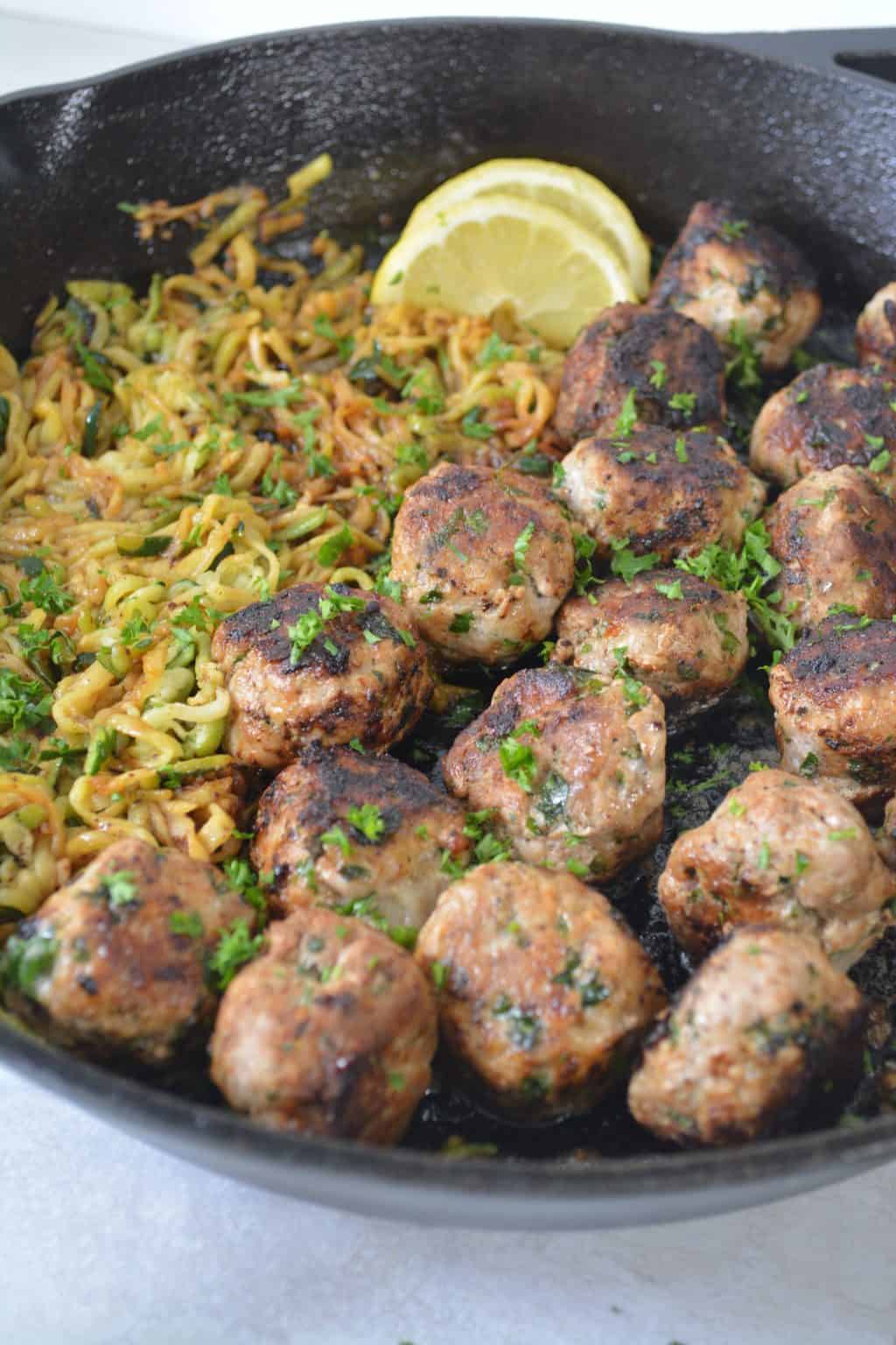Garlic Butter Meatballs with Lemon Zucchini Noodles Recipe Sweet Pea