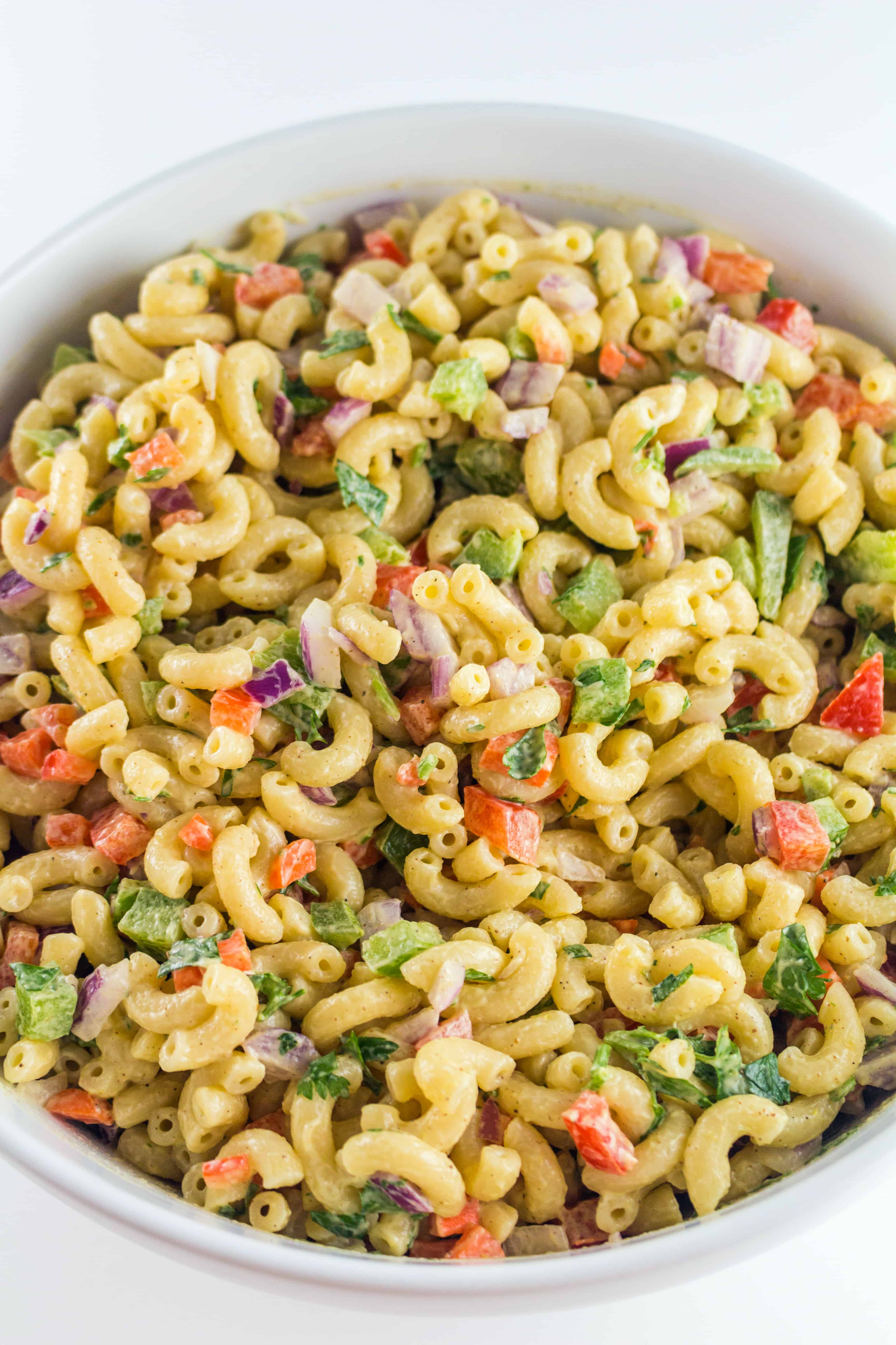 macaroni salad in a bowl