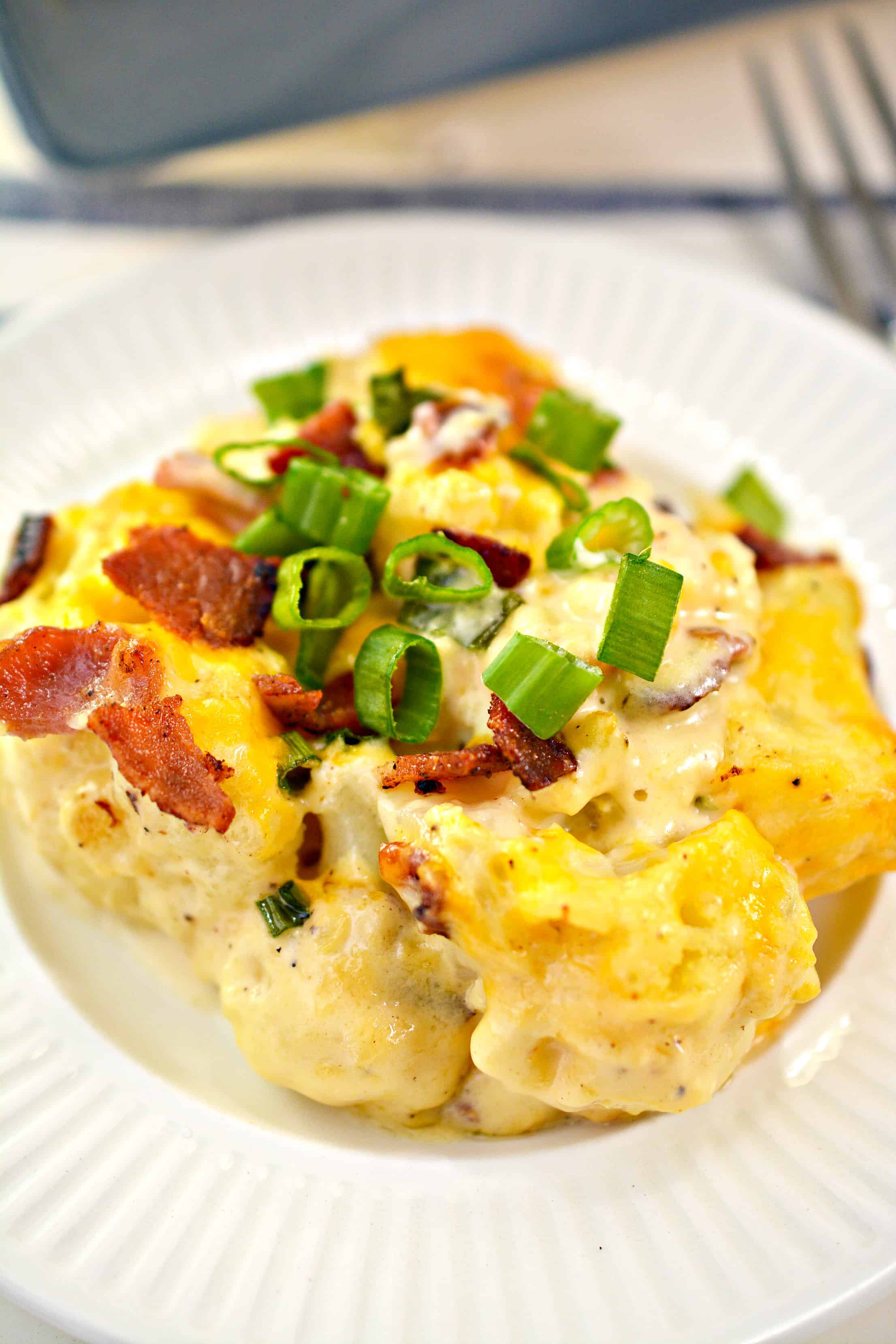 Loaded Cauliflower Bake on a plate