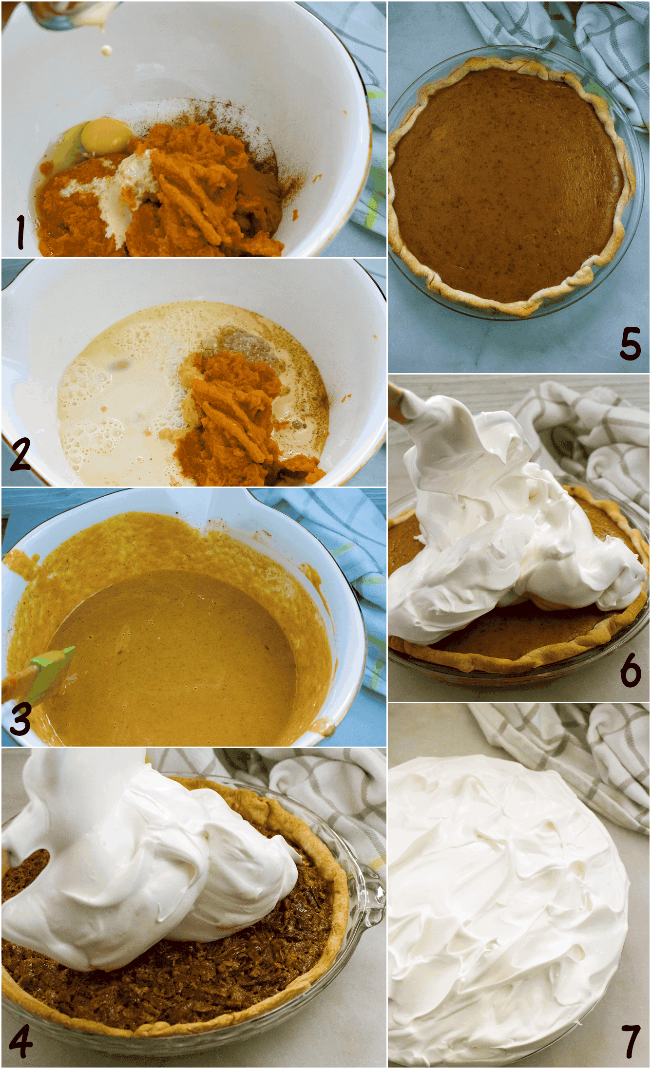 steps for pumpkin pie with meringue