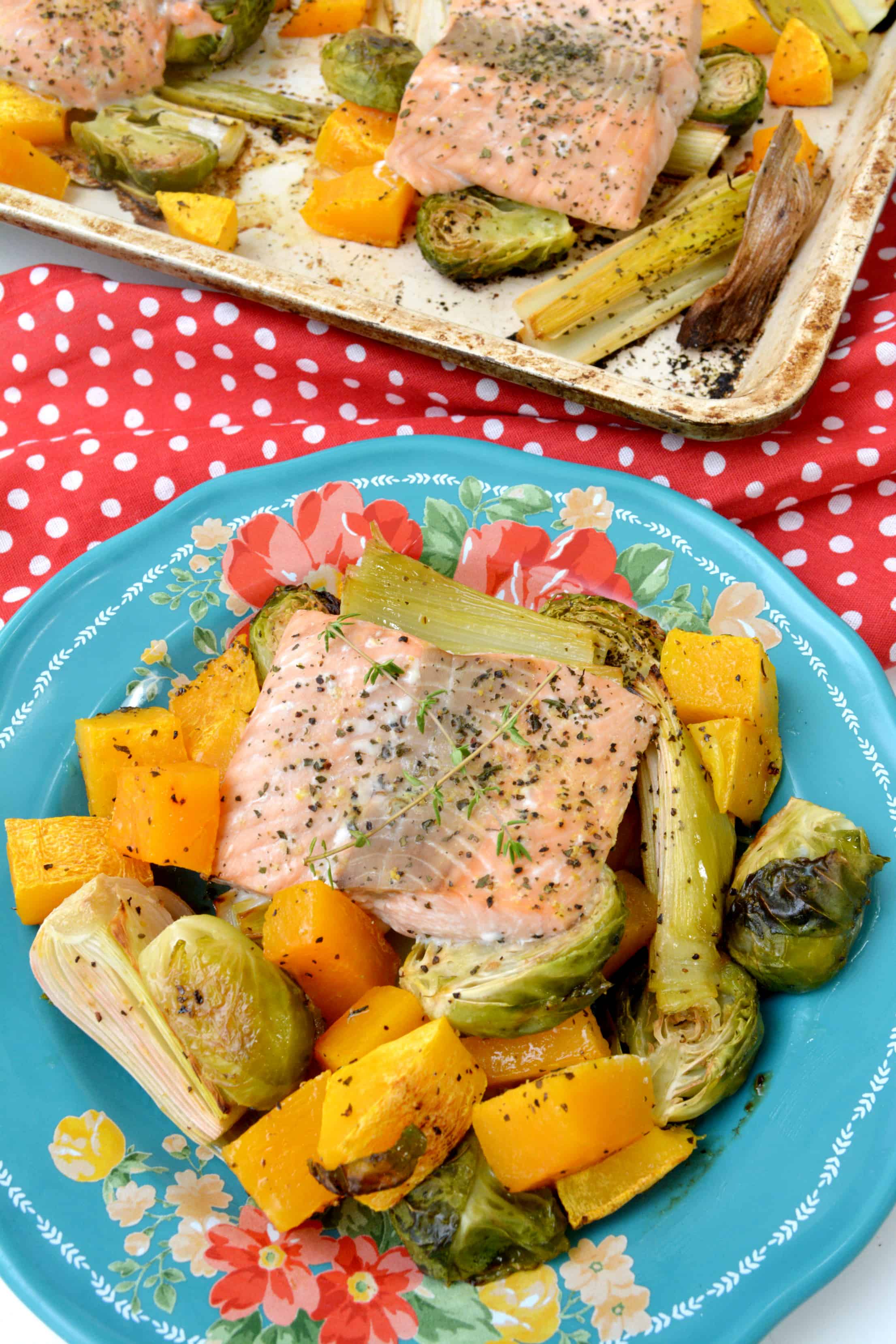 Baked Lemon Pepper Salmon with Roasted Vegetables - Sweet Pea's Kitchen