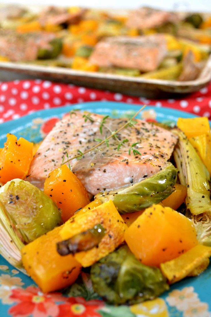 Baked Lemon Pepper Salmon with Roasted Vegetables - Sweet Pea's Kitchen