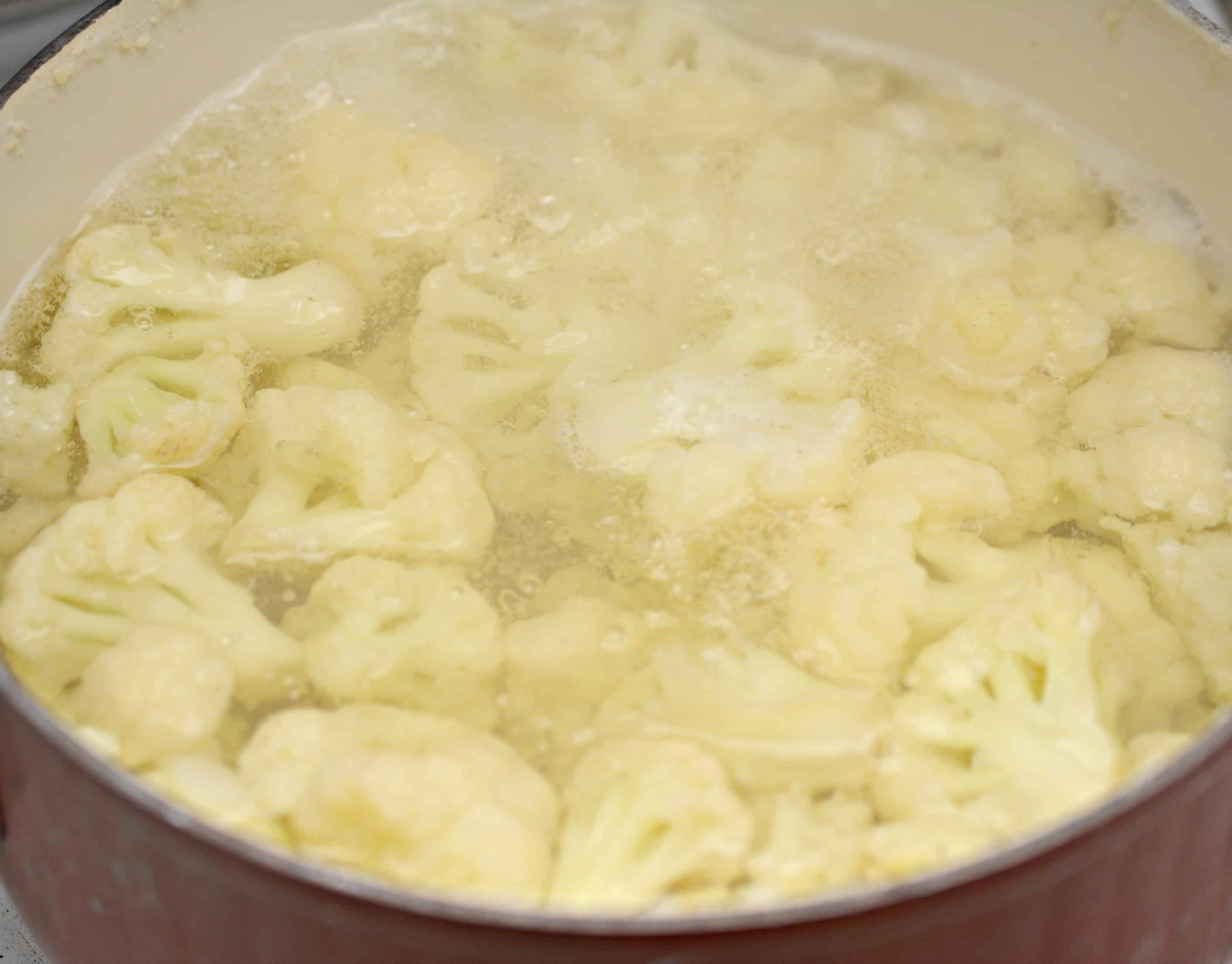 cauliflower in a pot on stove