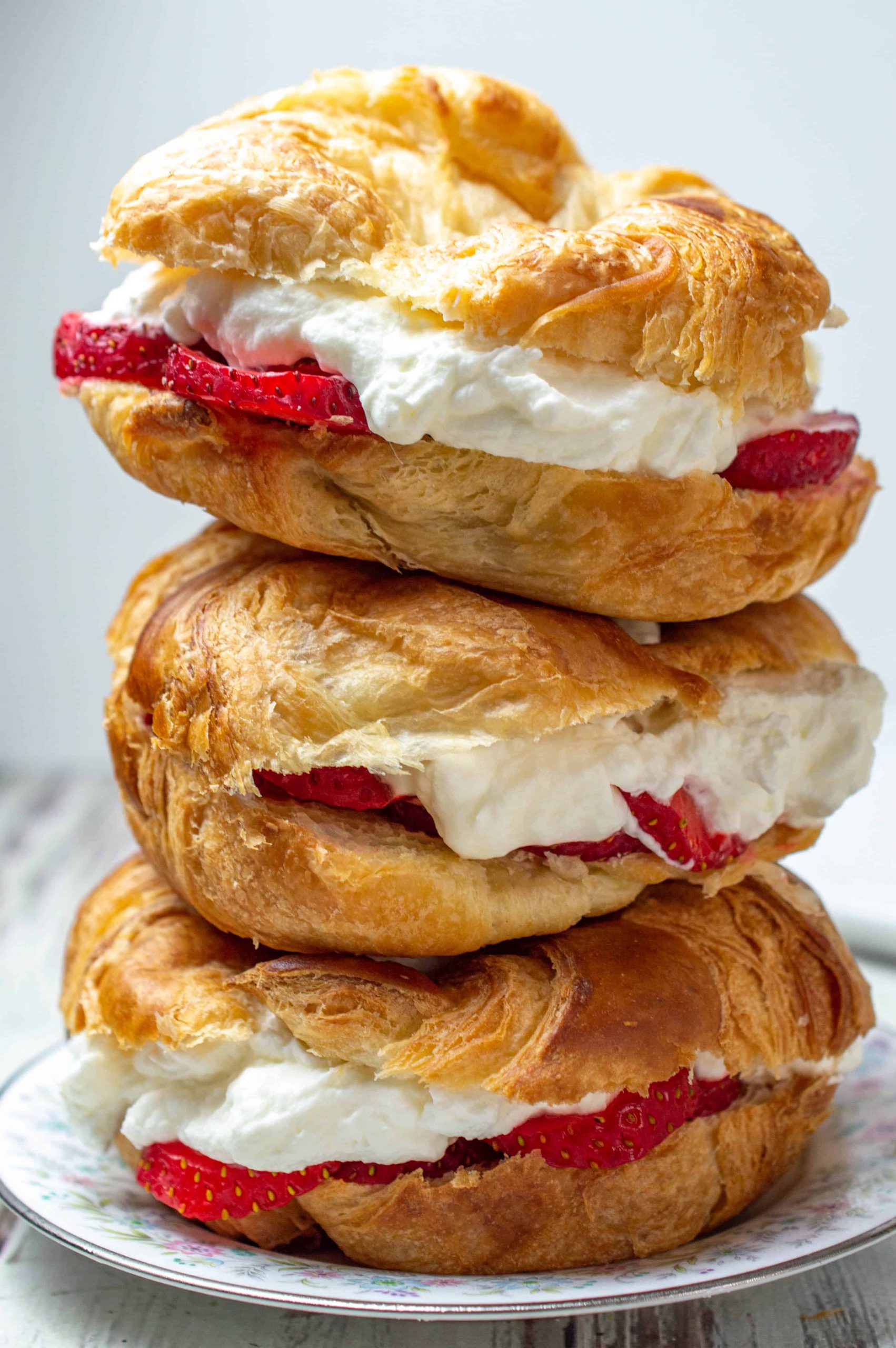 Strawberry and Almond Flavored Whipped Cream Filled Croissants-image