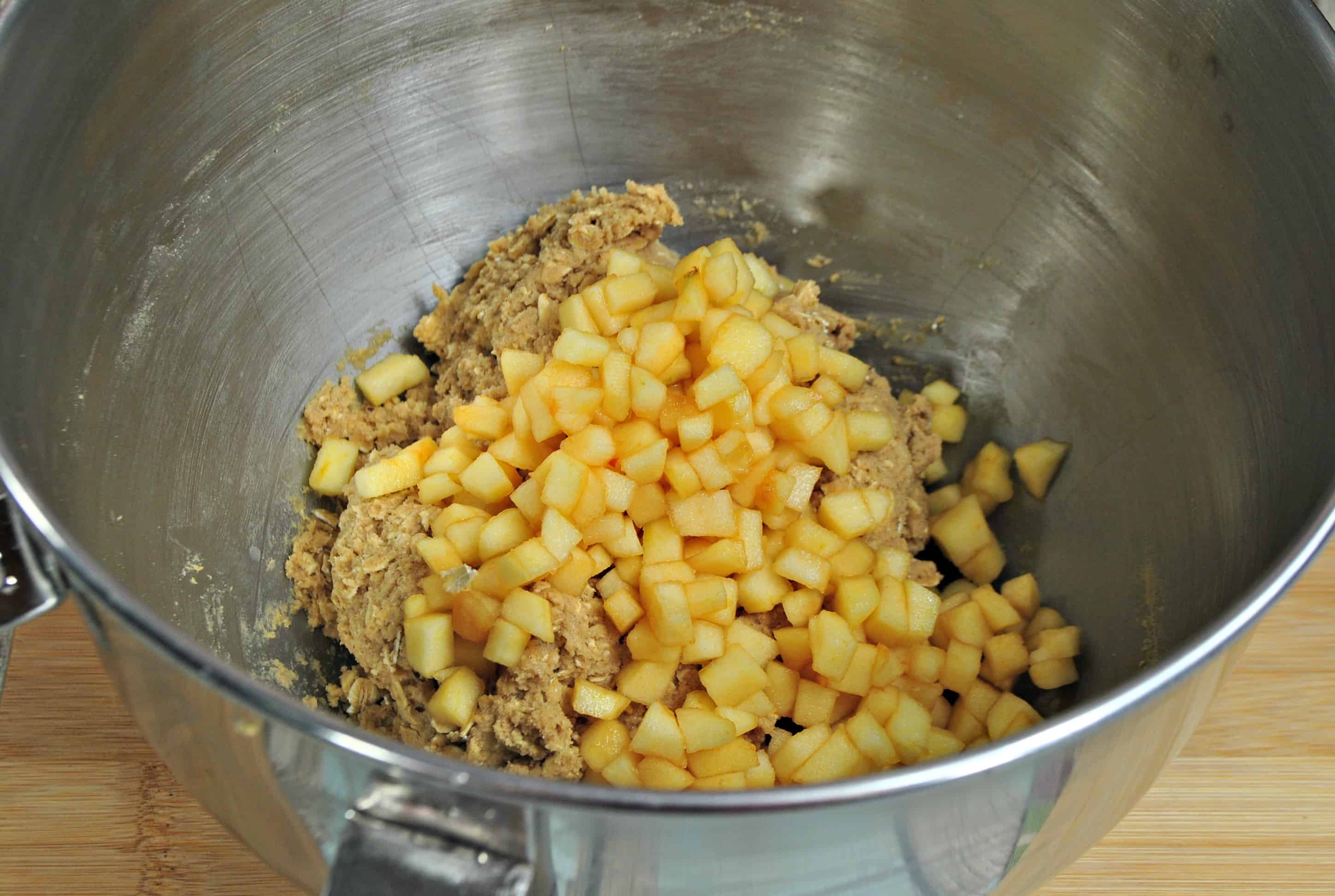 oatmeal cookies batter with diced apples
