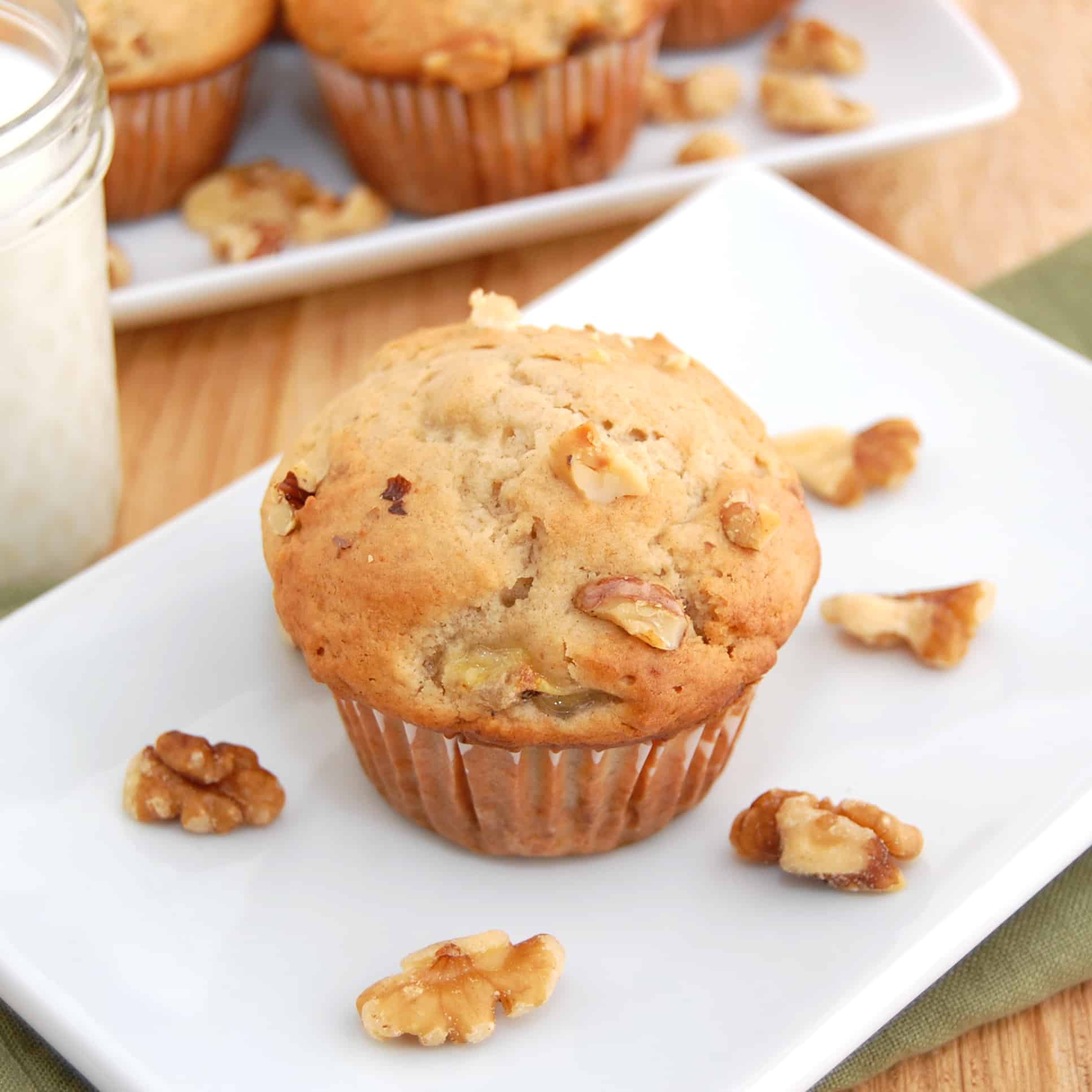 banana nut muffin on plate