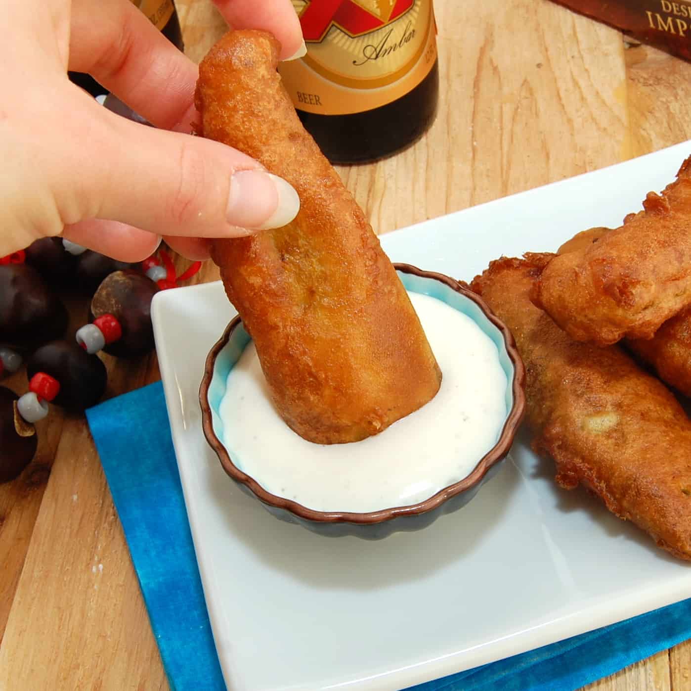 Beer-battered fried pickles