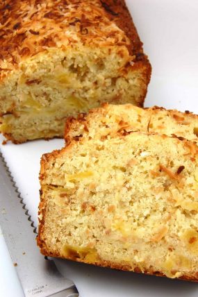 pineapple coconut bread sliced and ready to eat